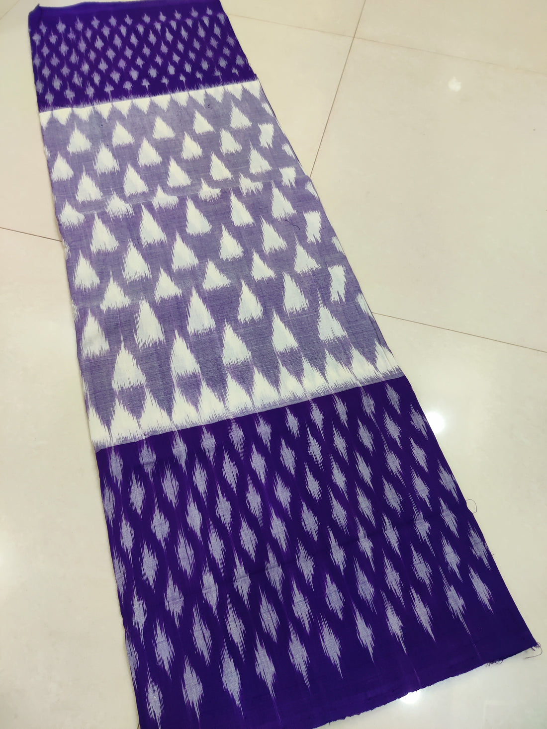 Purple - MERCERISED PURE COTTON HANDLOOM POCHAMPALLY IKAT SAREE 49