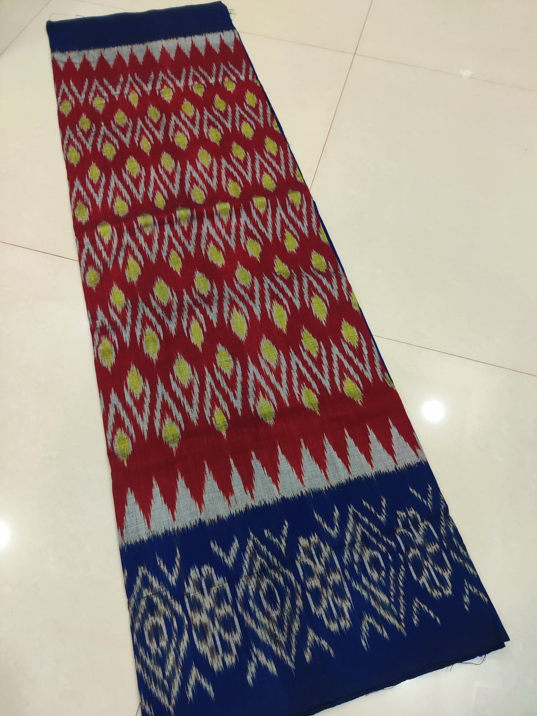 Blue - MERCERISED PURE COTTON HANDLOOM POCHAMPALLY IKAT SAREE 51