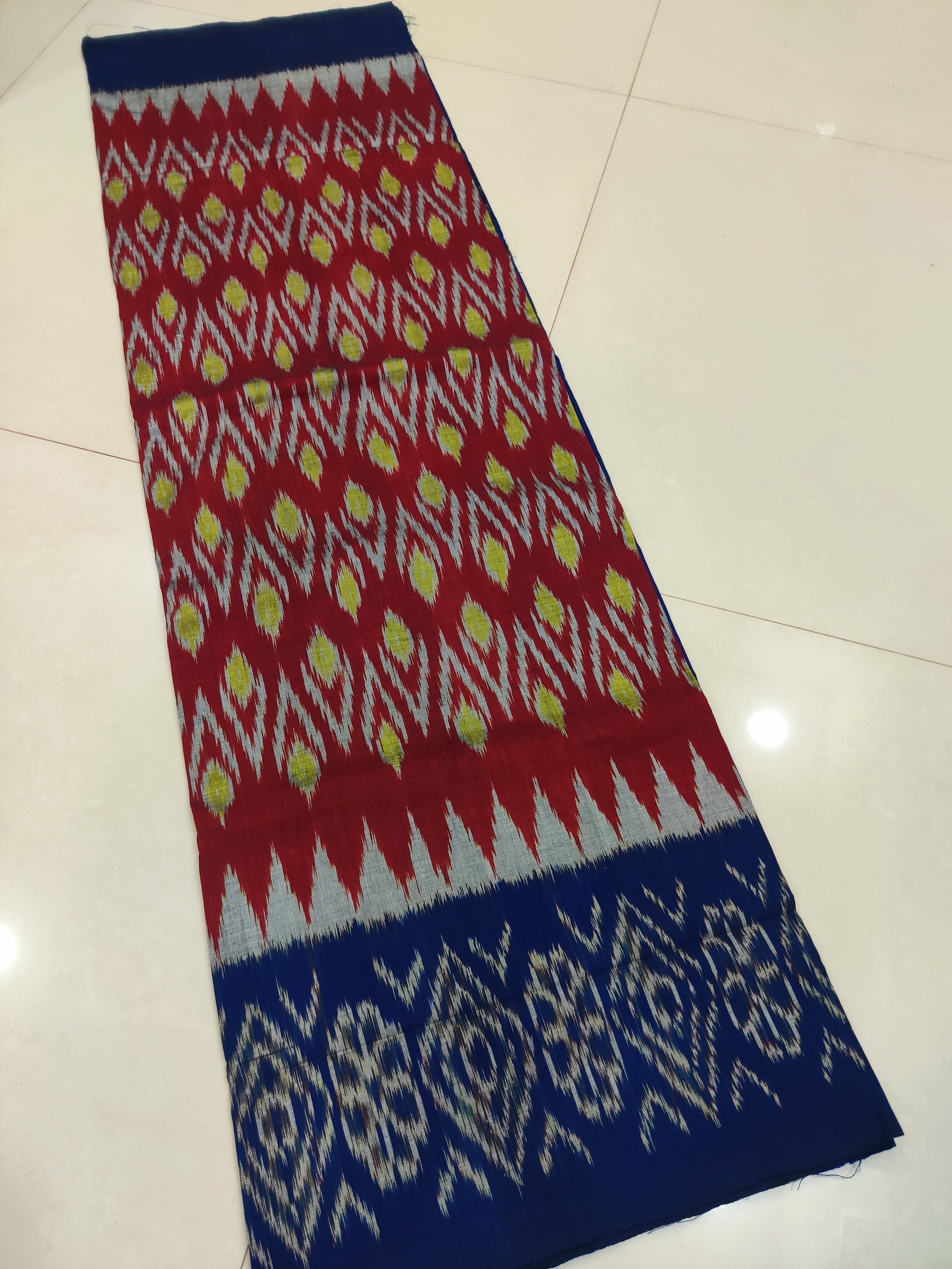 BLUE- MERCERISED PURE COTTON HANDLOOM POCHAMPALLY IKAT SAREE 110