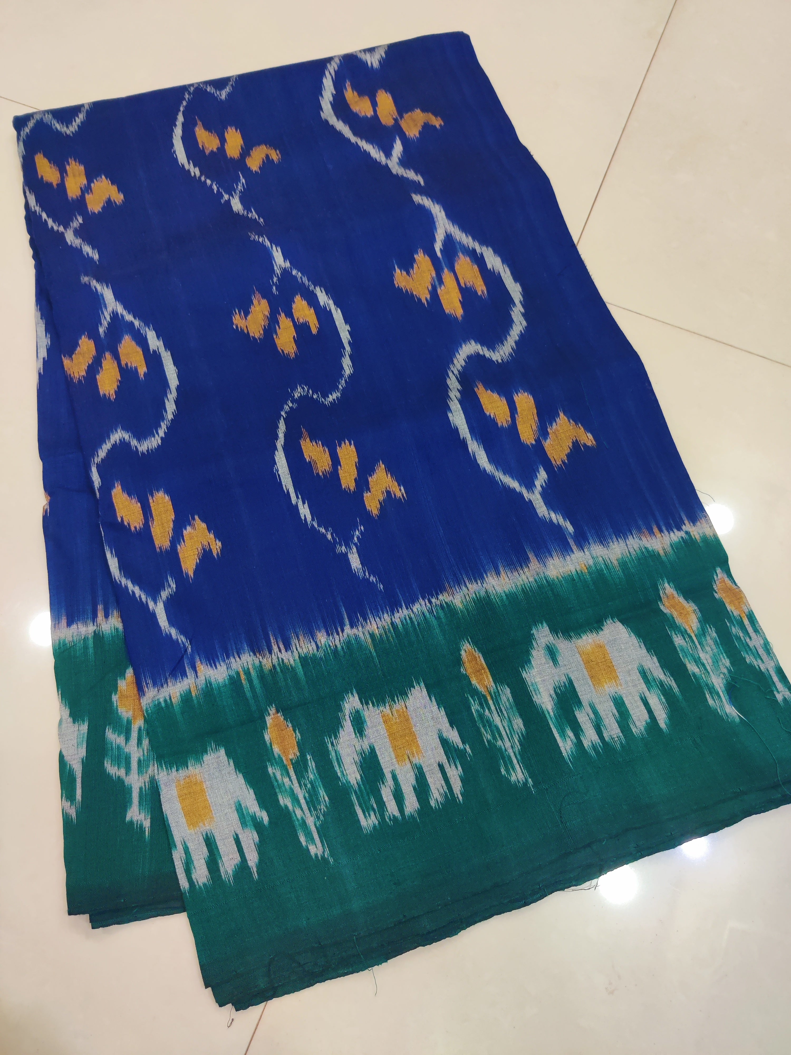 Green - MERCERISED PURE COTTON HANDLOOM POCHAMPALLY IKAT SAREE 55