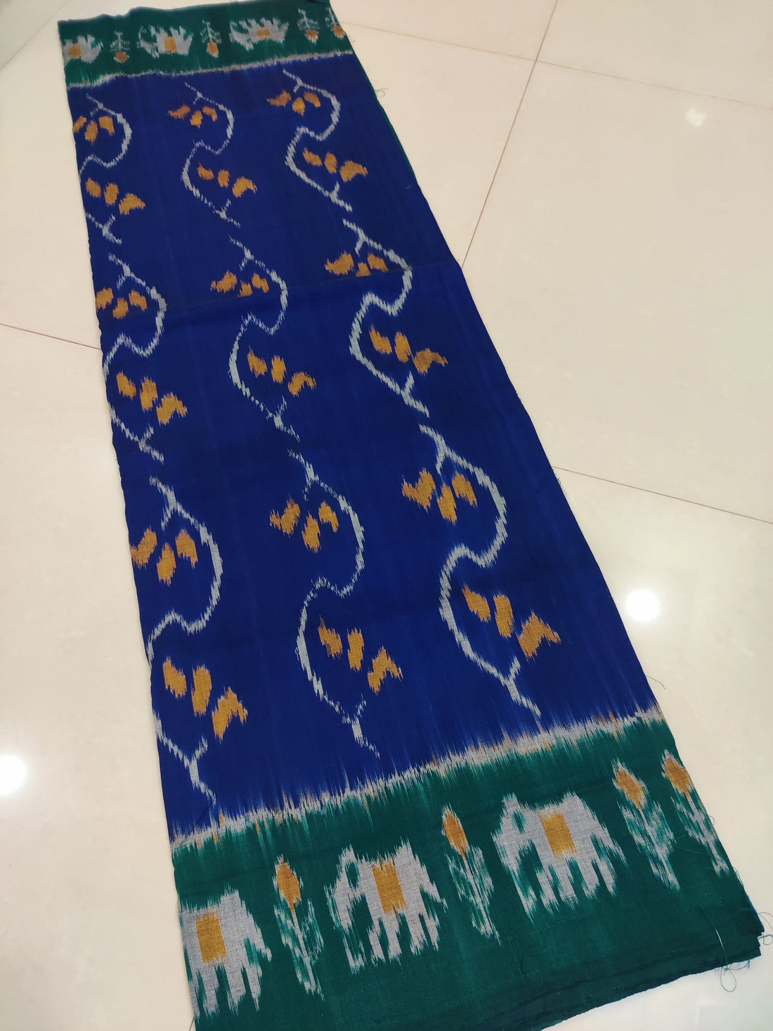 Green - MERCERISED PURE COTTON HANDLOOM POCHAMPALLY IKAT SAREE 55