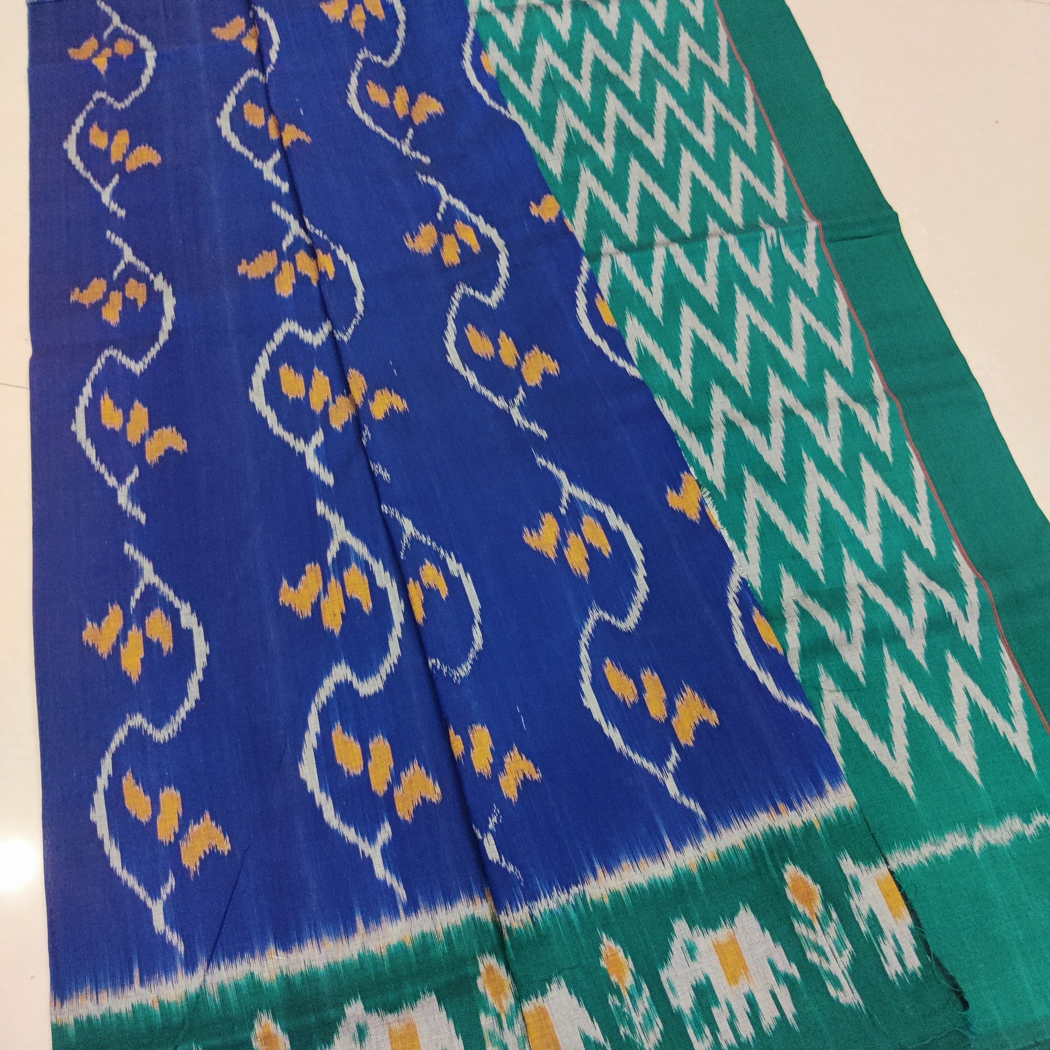 Green - MERCERISED PURE COTTON HANDLOOM POCHAMPALLY IKAT SAREE 55