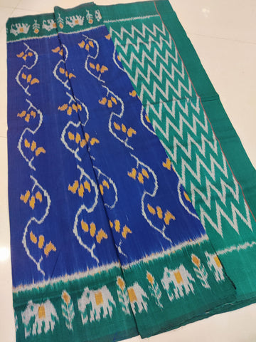 Green - MERCERISED PURE COTTON HANDLOOM POCHAMPALLY IKAT SAREE 55