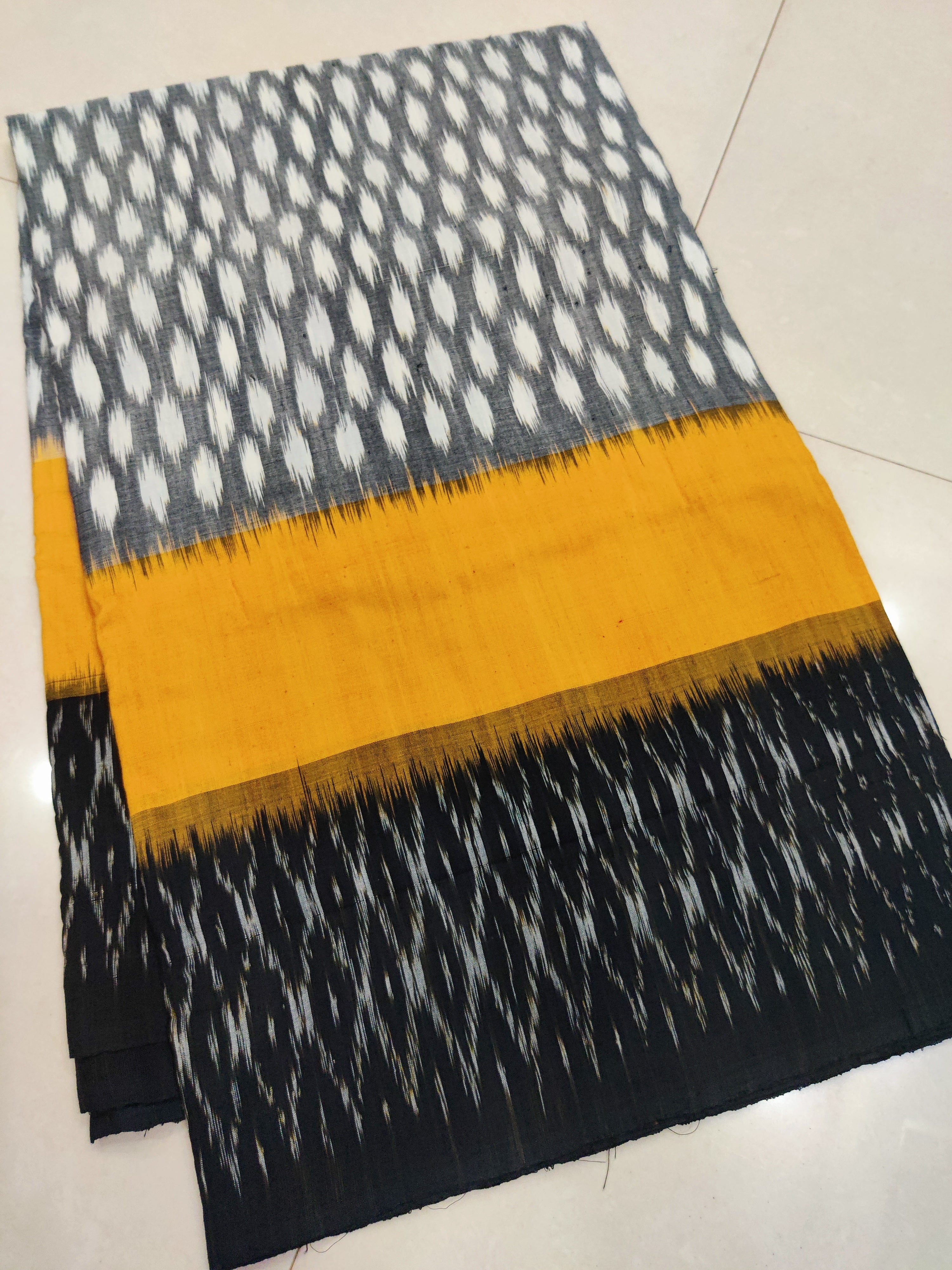 Black - MERCERISED PURE COTTON HANDLOOM POCHAMPALLY IKAT SAREE 57