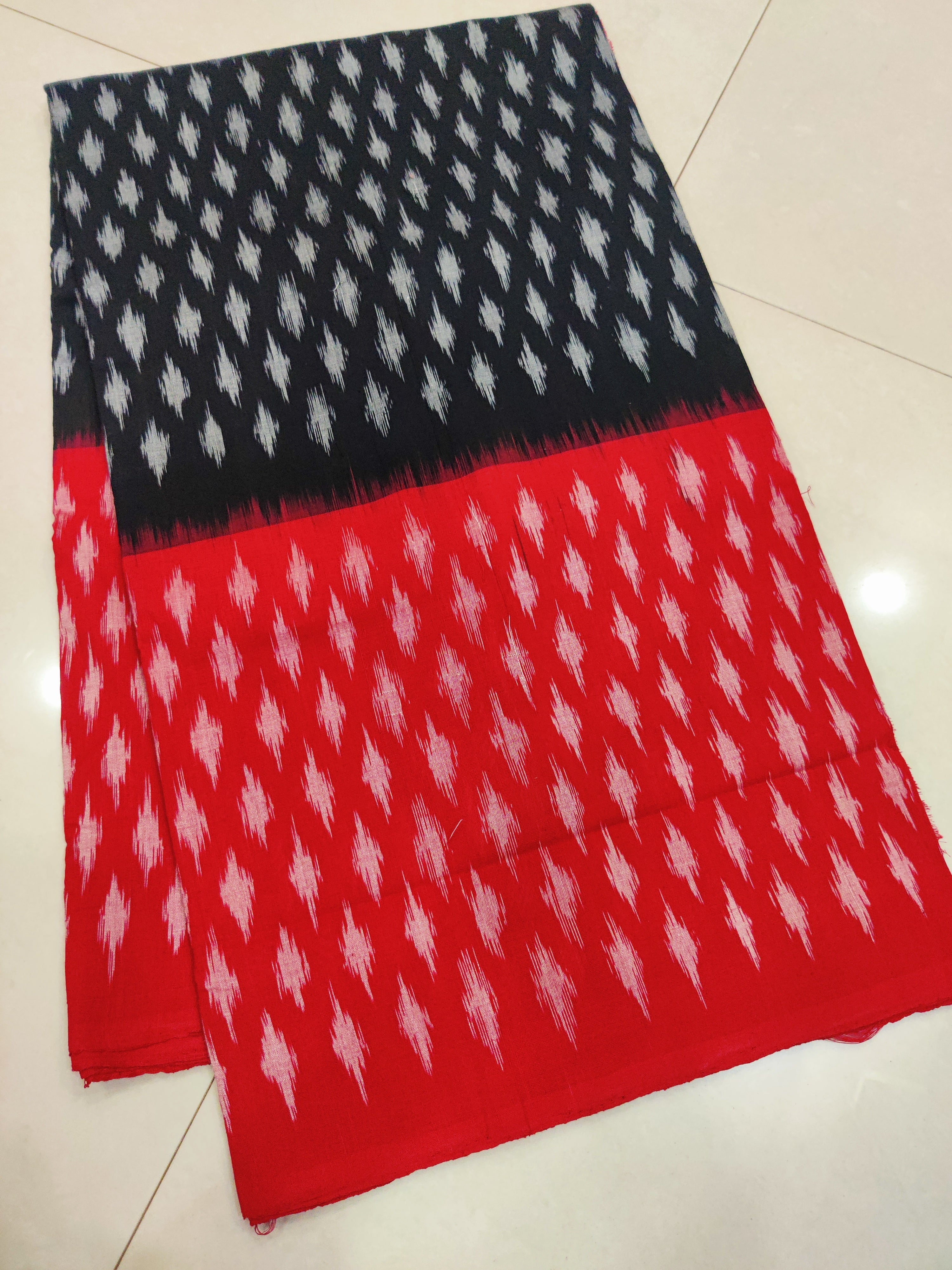 Red - MERCERISED PURE COTTON HANDLOOM POCHAMPALLY IKAT SAREE 58