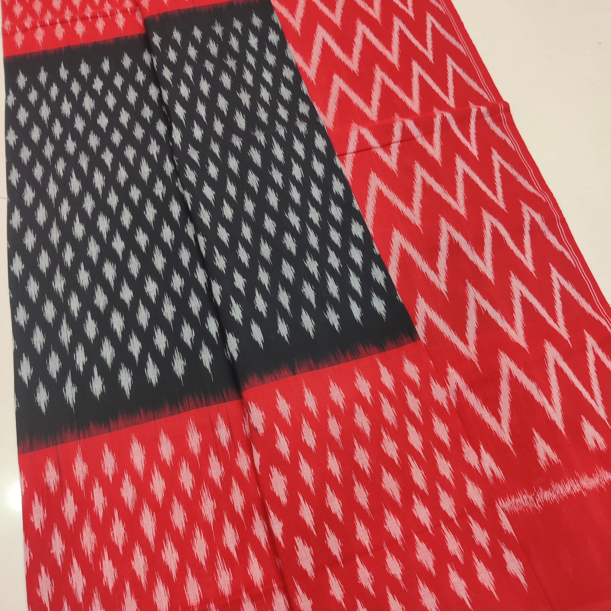 Red - MERCERISED PURE COTTON HANDLOOM POCHAMPALLY IKAT SAREE 58