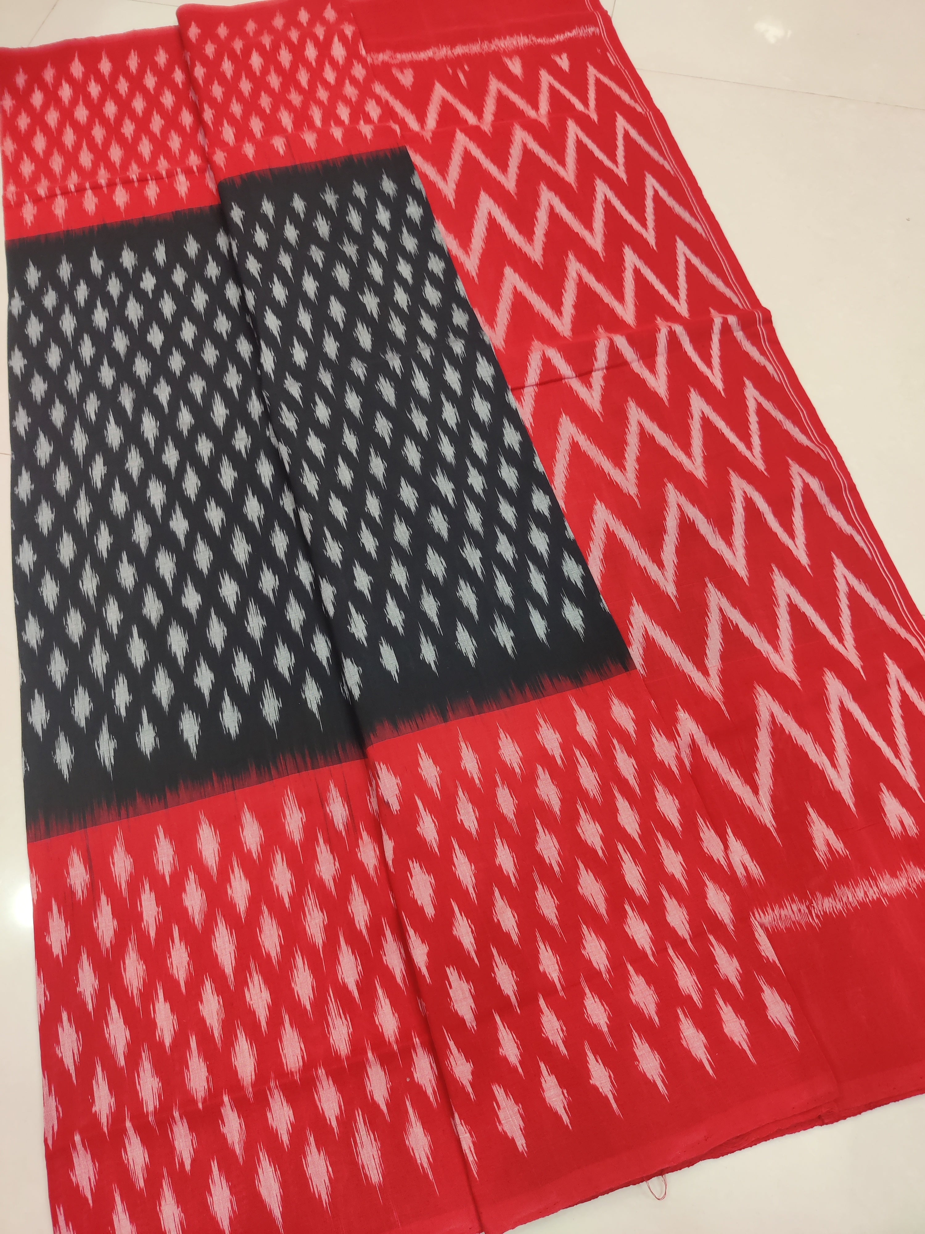 Red - MERCERISED PURE COTTON HANDLOOM POCHAMPALLY IKAT SAREE 58