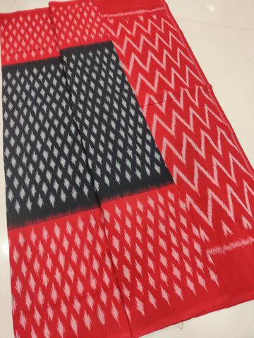 Red - MERCERISED PURE COTTON HANDLOOM POCHAMPALLY IKAT SAREE 58
