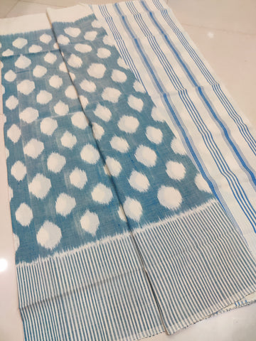 White - MERCERISED PURE COTTON HANDLOOM POCHAMPALLY IKAT SAREE 59