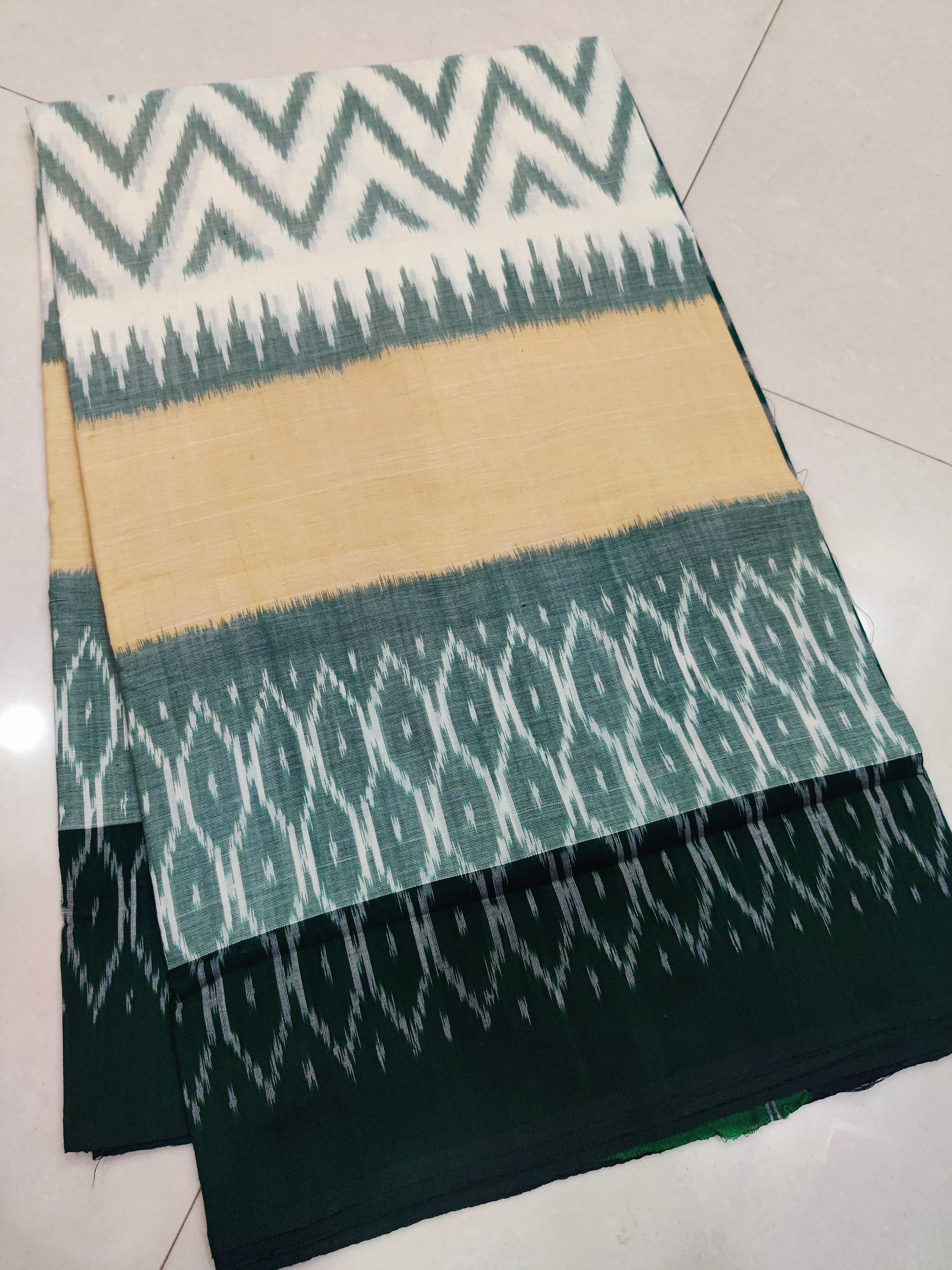 Green - MERCERISED PURE COTTON HANDLOOM POCHAMPALLY IKAT SAREE 61
