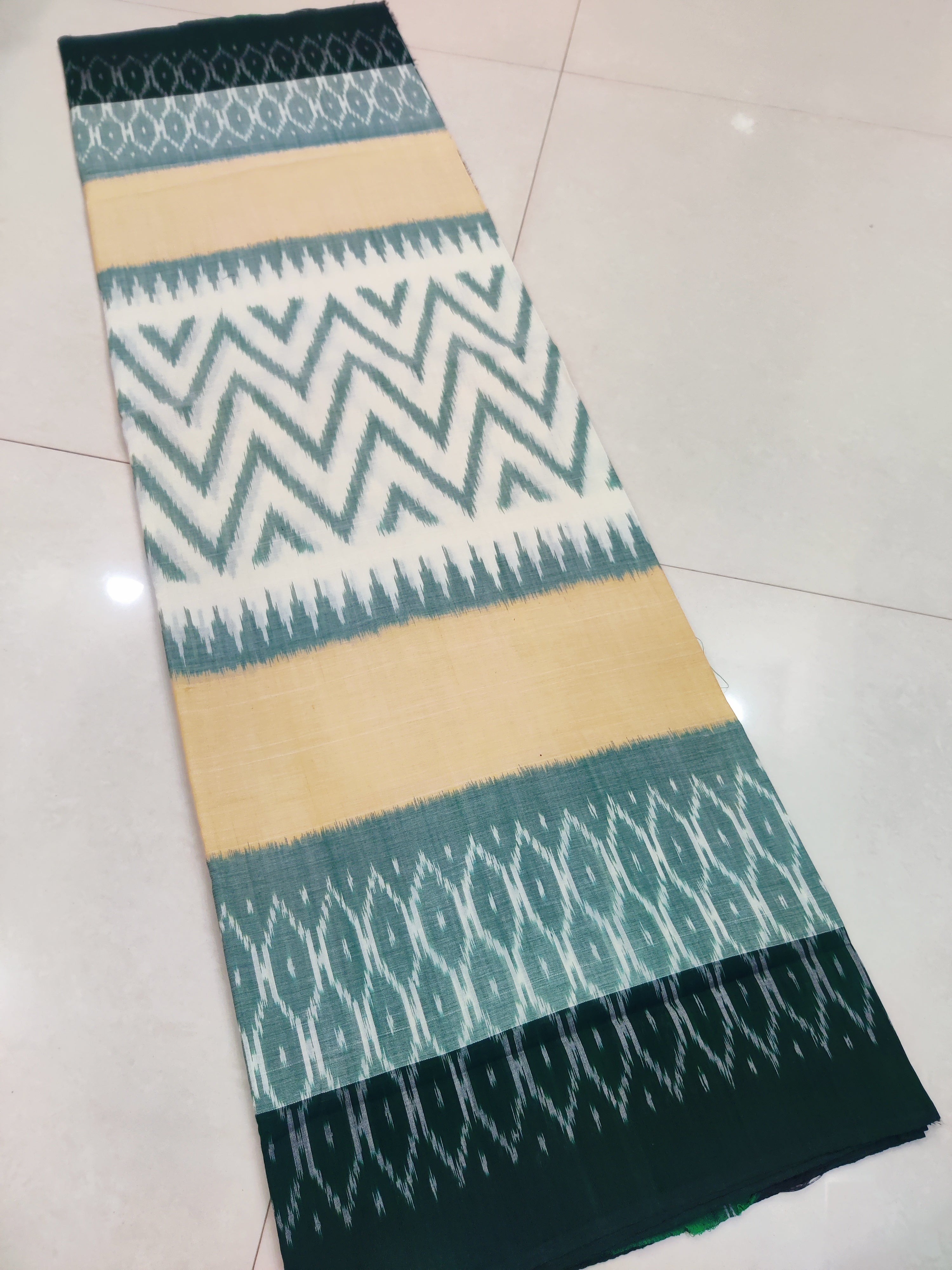 Green - MERCERISED PURE COTTON HANDLOOM POCHAMPALLY IKAT SAREE 61