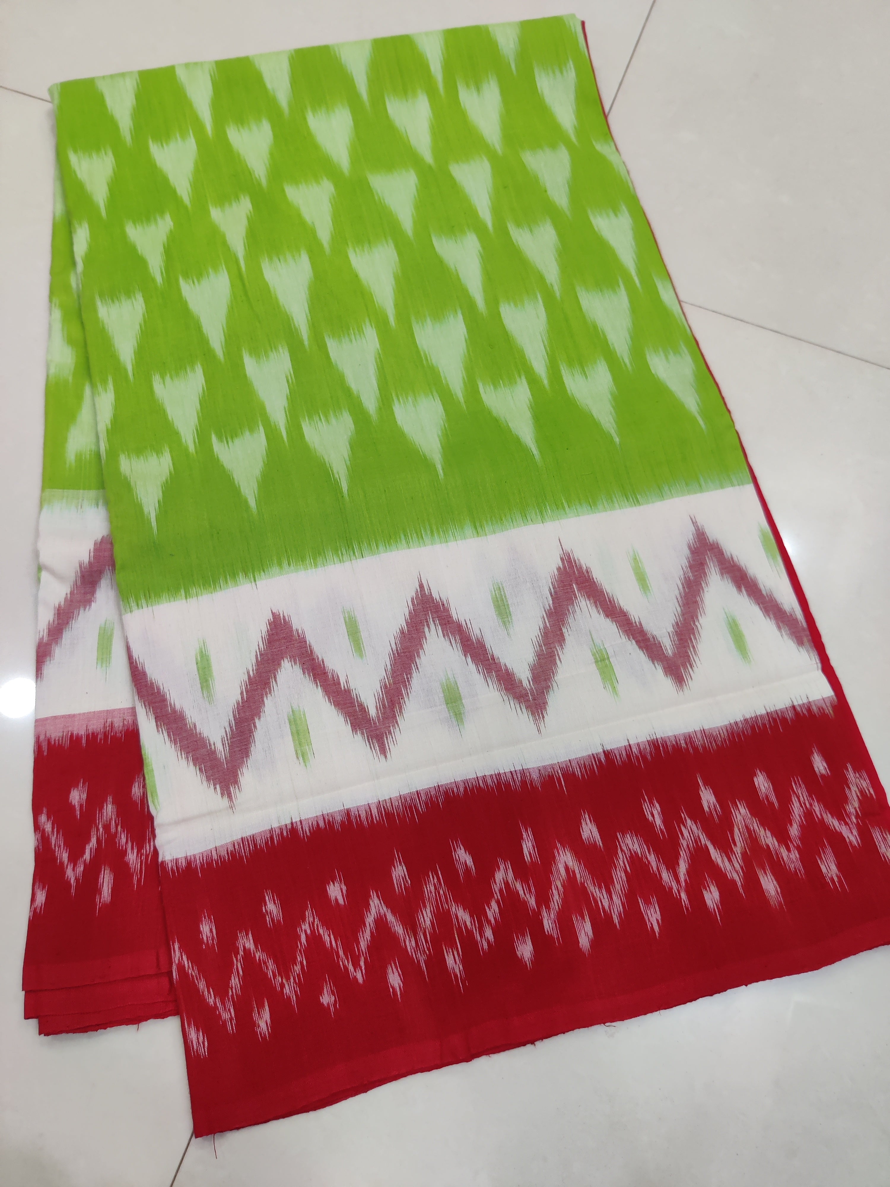 Red - MERCERISED PURE COTTON HANDLOOM POCHAMPALLY IKAT SAREE 60