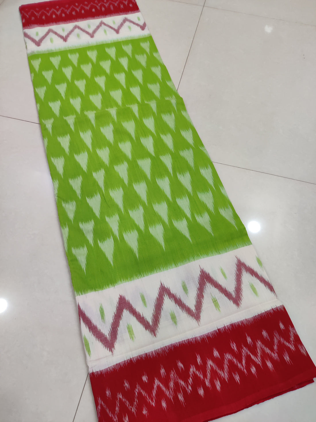 Red - MERCERISED PURE COTTON HANDLOOM POCHAMPALLY IKAT SAREE 60
