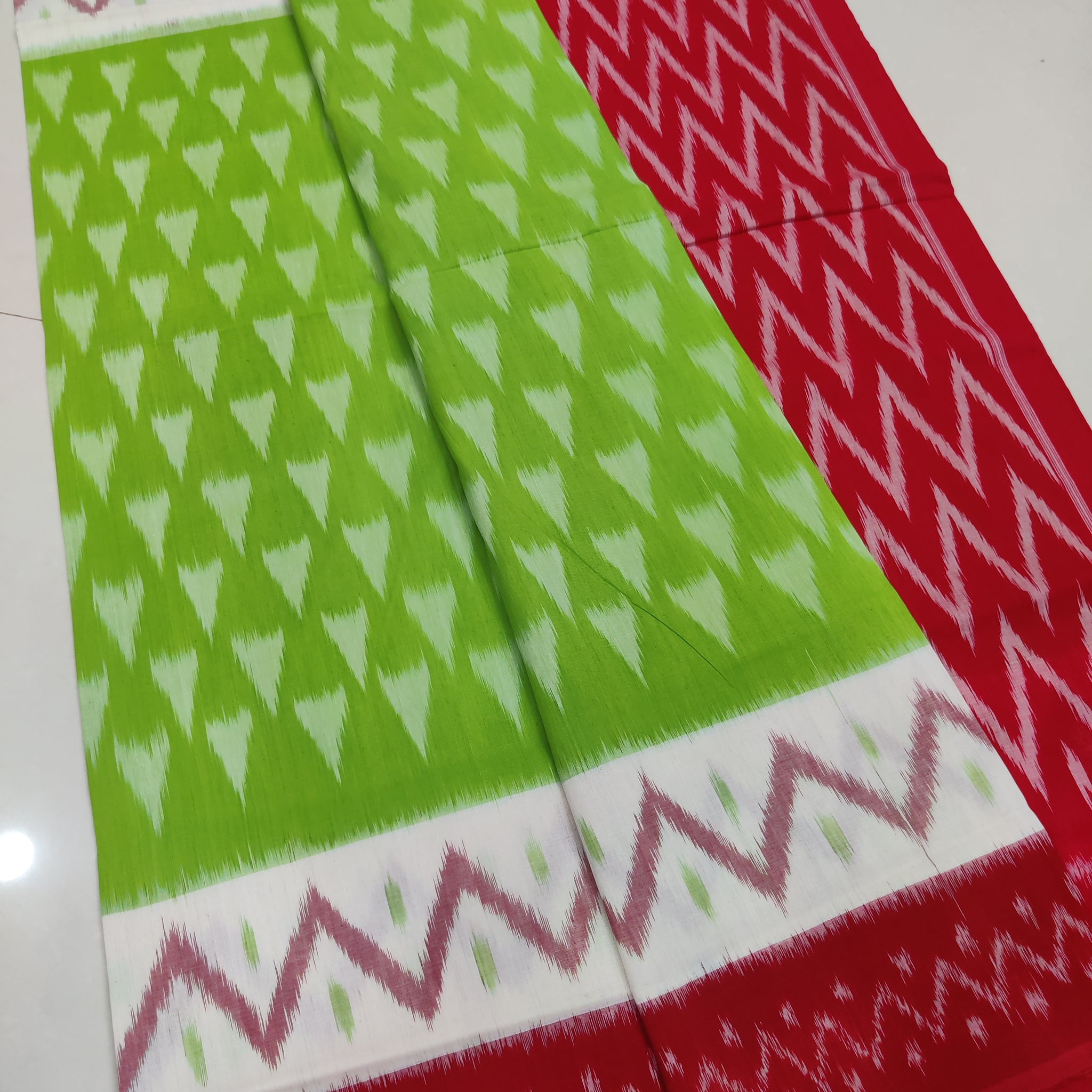 Red - MERCERISED PURE COTTON HANDLOOM POCHAMPALLY IKAT SAREE 60