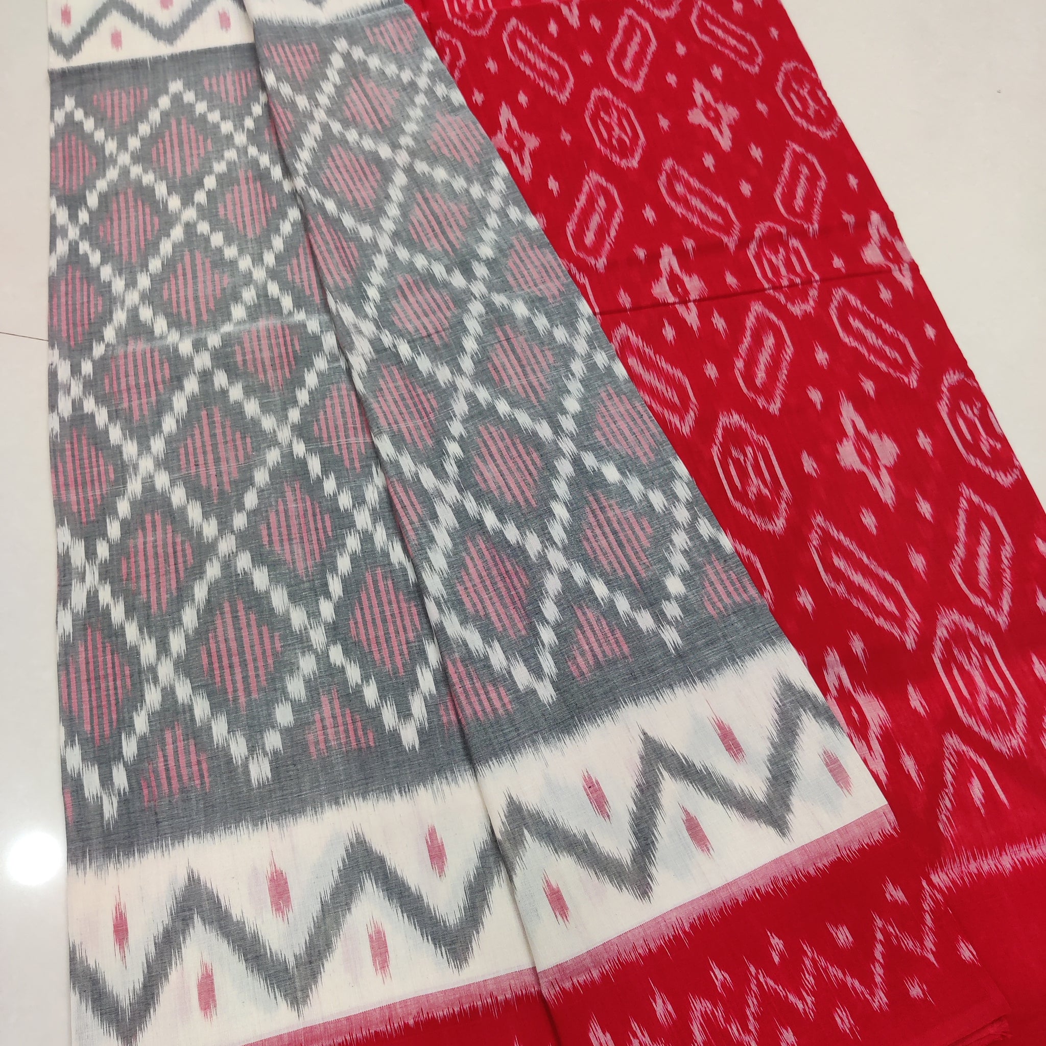 Red - MERCERISED COTTON HANDLOOM POCHAMPALLY IKAT SAREE 16