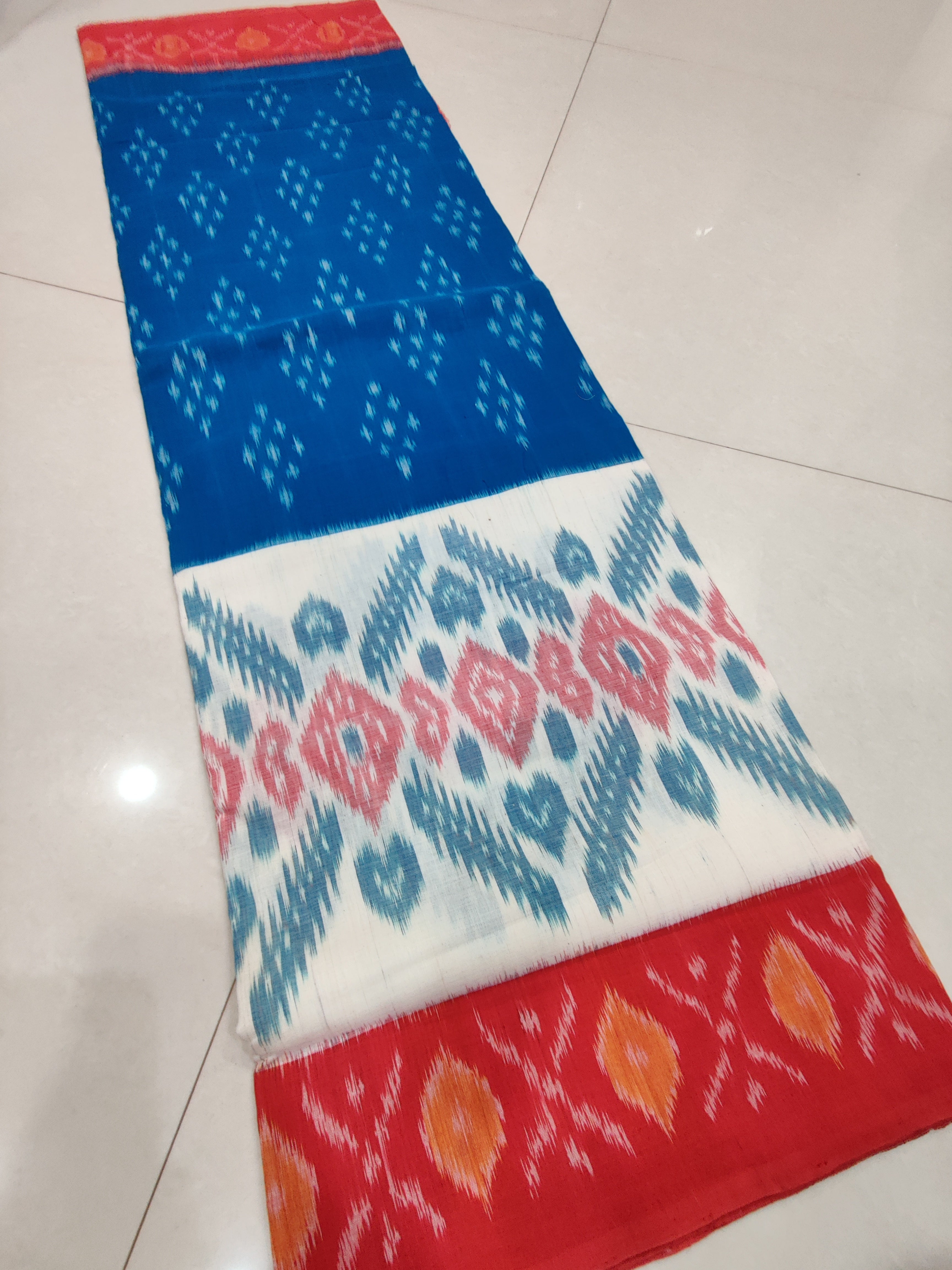 Red - MERCERISED PURE COTTON HANDLOOM POCHAMPALLY IKAT SAREE 17