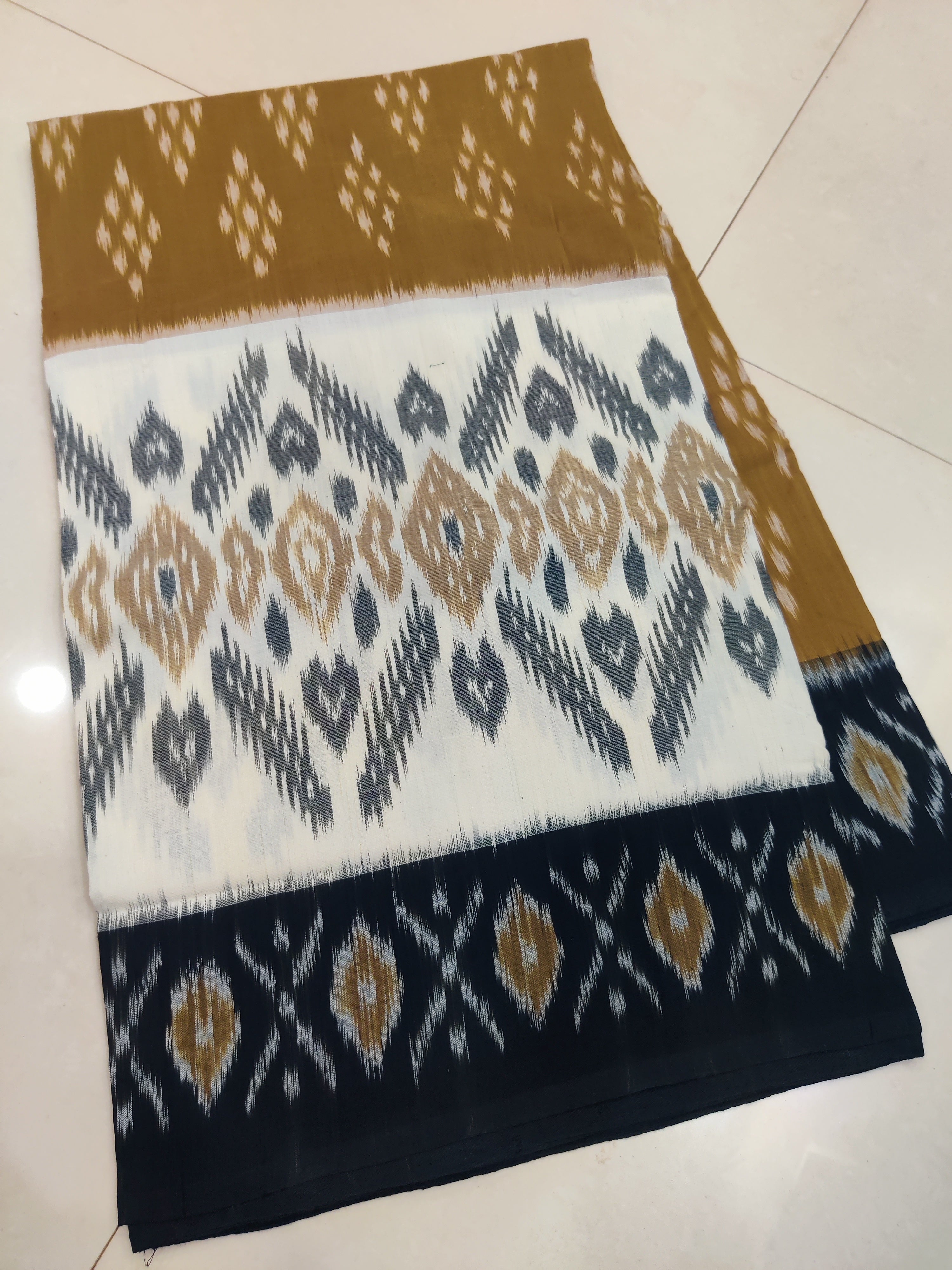 BLACK - MERCERISED PURE COTTON HANDLOOM POCHAMPALLY IKAT SAREE 19