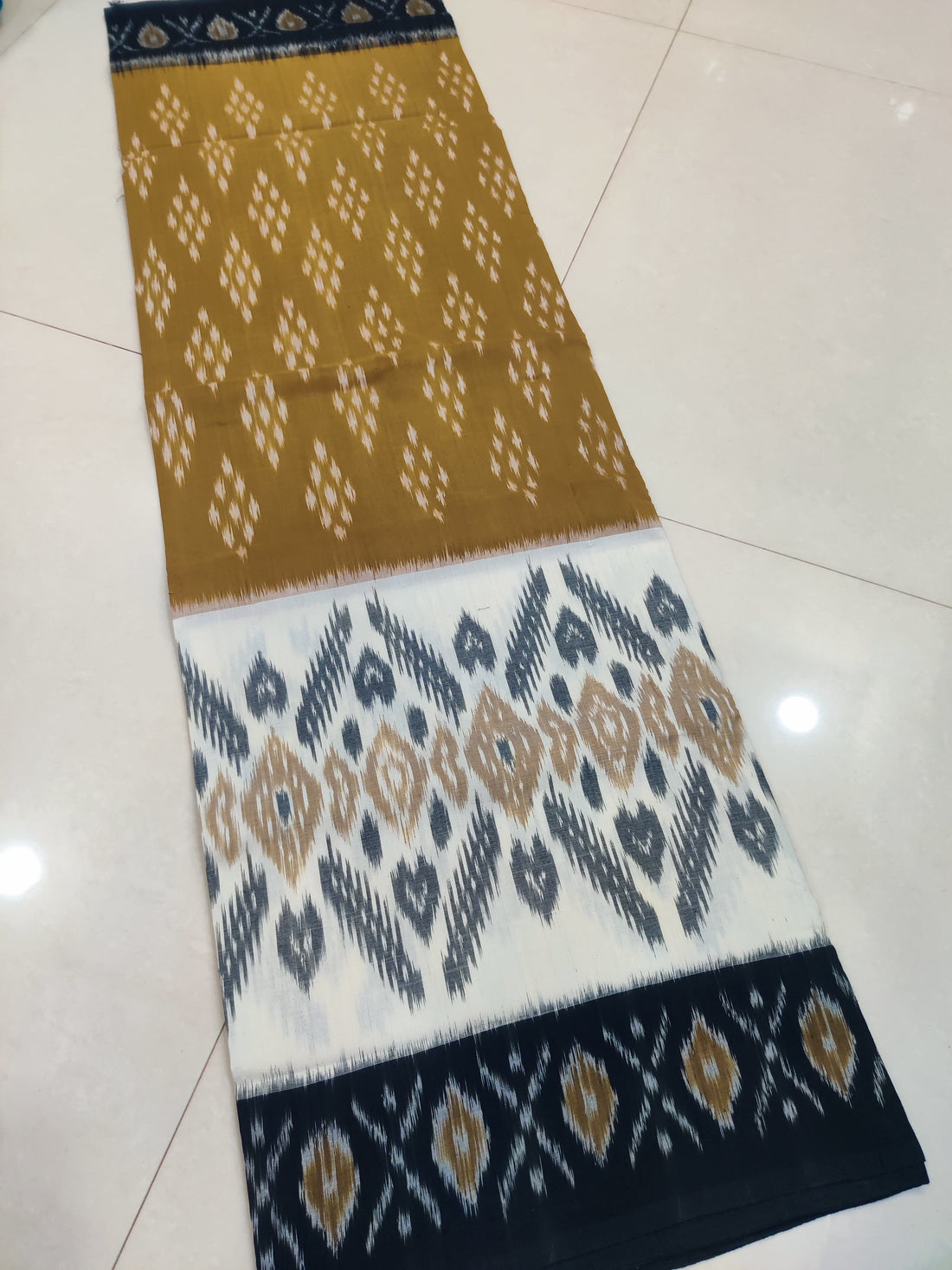 BLACK - MERCERISED PURE COTTON HANDLOOM POCHAMPALLY IKAT SAREE 19