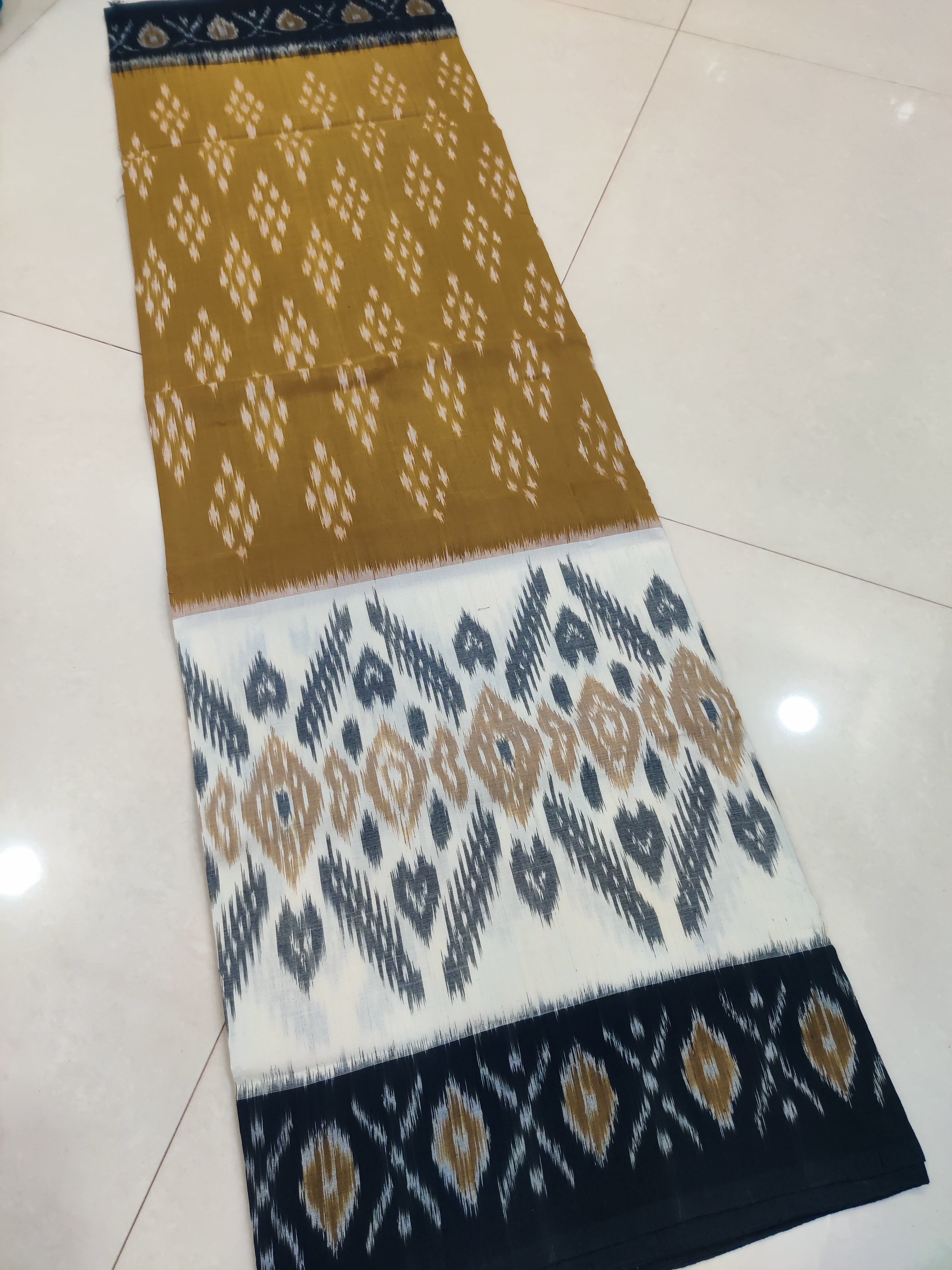 BLACK - MERCERISED PURE COTTON HANDLOOM POCHAMPALLY IKAT SAREE 19