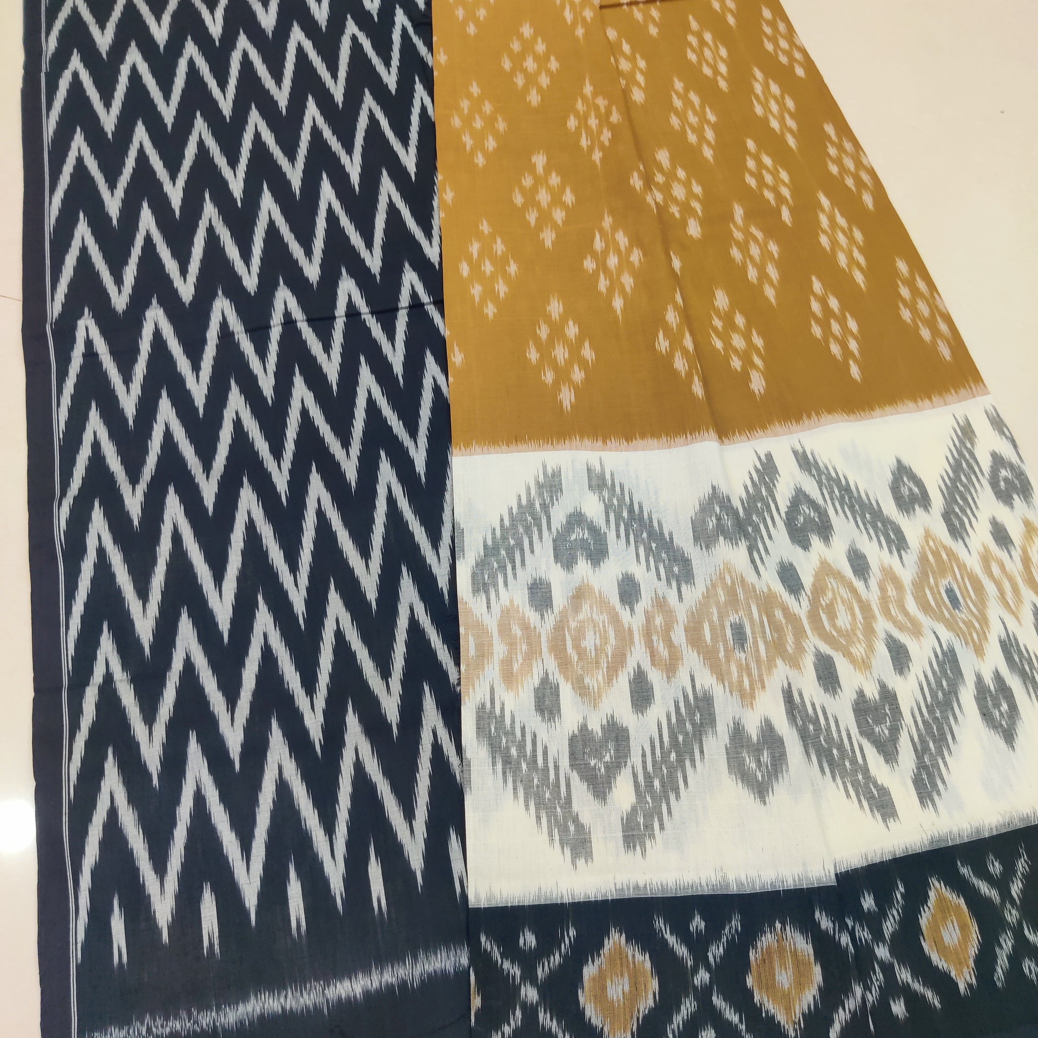 BLACK - MERCERISED PURE COTTON HANDLOOM POCHAMPALLY IKAT SAREE 19