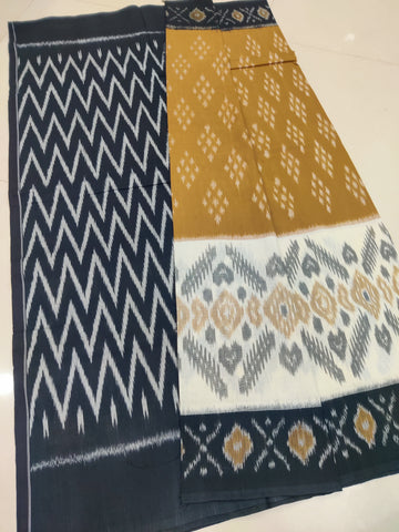 BLACK - MERCERISED PURE COTTON HANDLOOM POCHAMPALLY IKAT SAREE 19