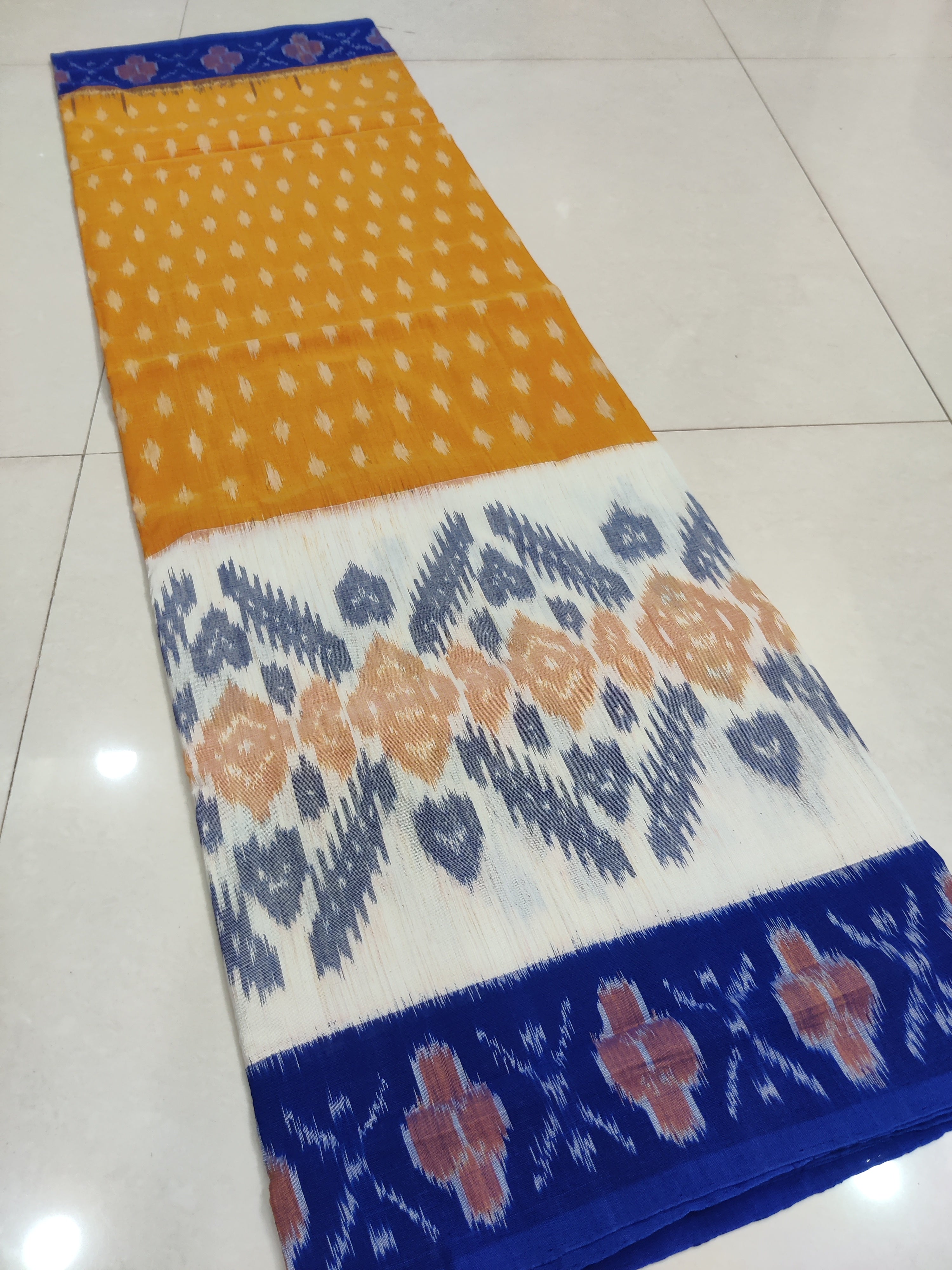 Red - MERCERISED PURE COTTON HANDLOOM POCHAMPALLY IKAT SAREE 22