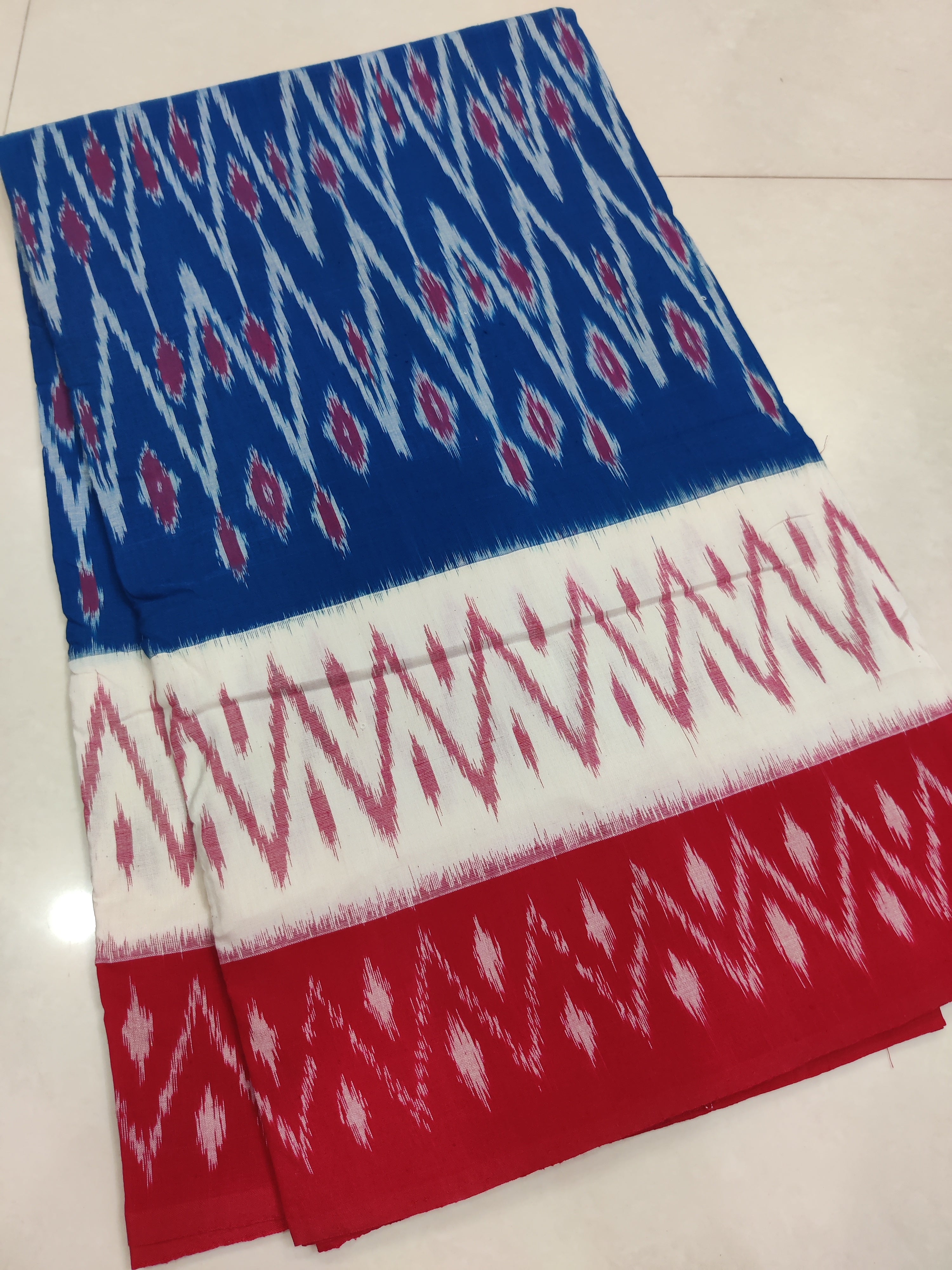 Red - MERCERISED PURE COTTON HANDLOOM POCHAMPALLY IKAT SAREE 24