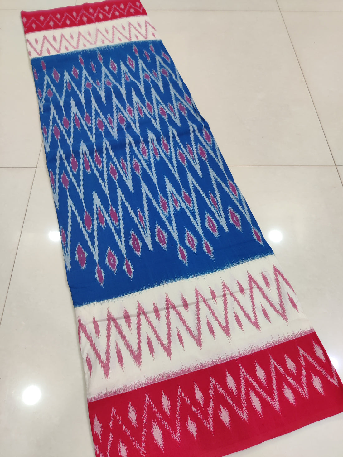Red - MERCERISED PURE COTTON HANDLOOM POCHAMPALLY IKAT SAREE 24