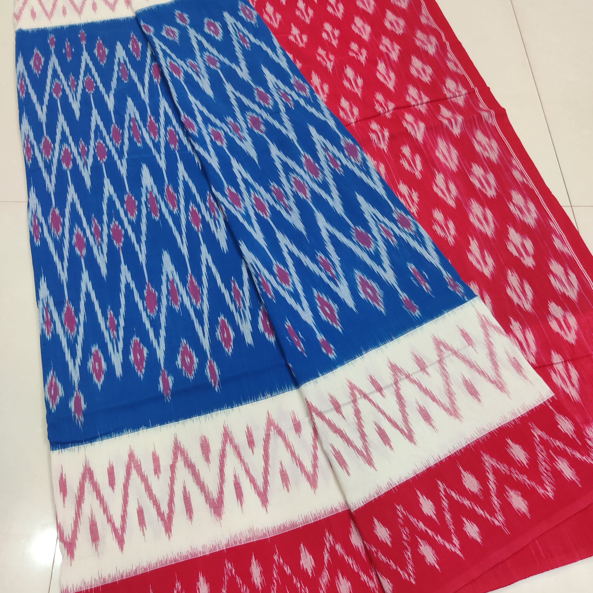 Red - MERCERISED PURE COTTON HANDLOOM POCHAMPALLY IKAT SAREE 24
