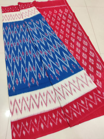 Red - MERCERISED PURE COTTON HANDLOOM POCHAMPALLY IKAT SAREE 24