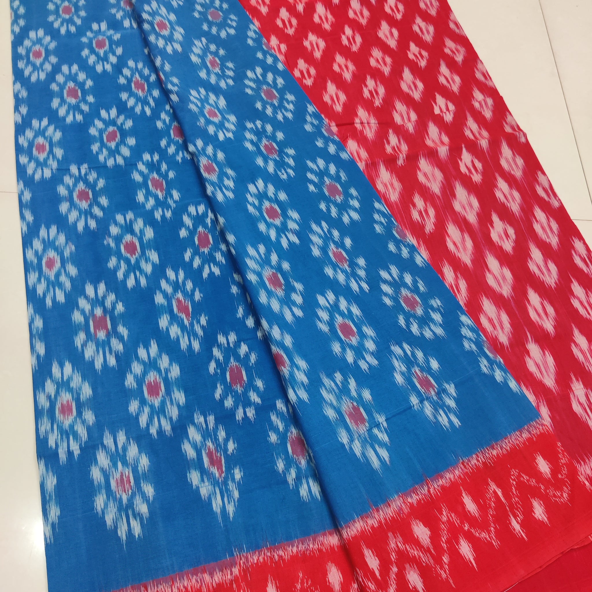 Red - MERCERISED PURE COTTON HANDLOOM POCHAMPALLY IKAT SAREE 25
