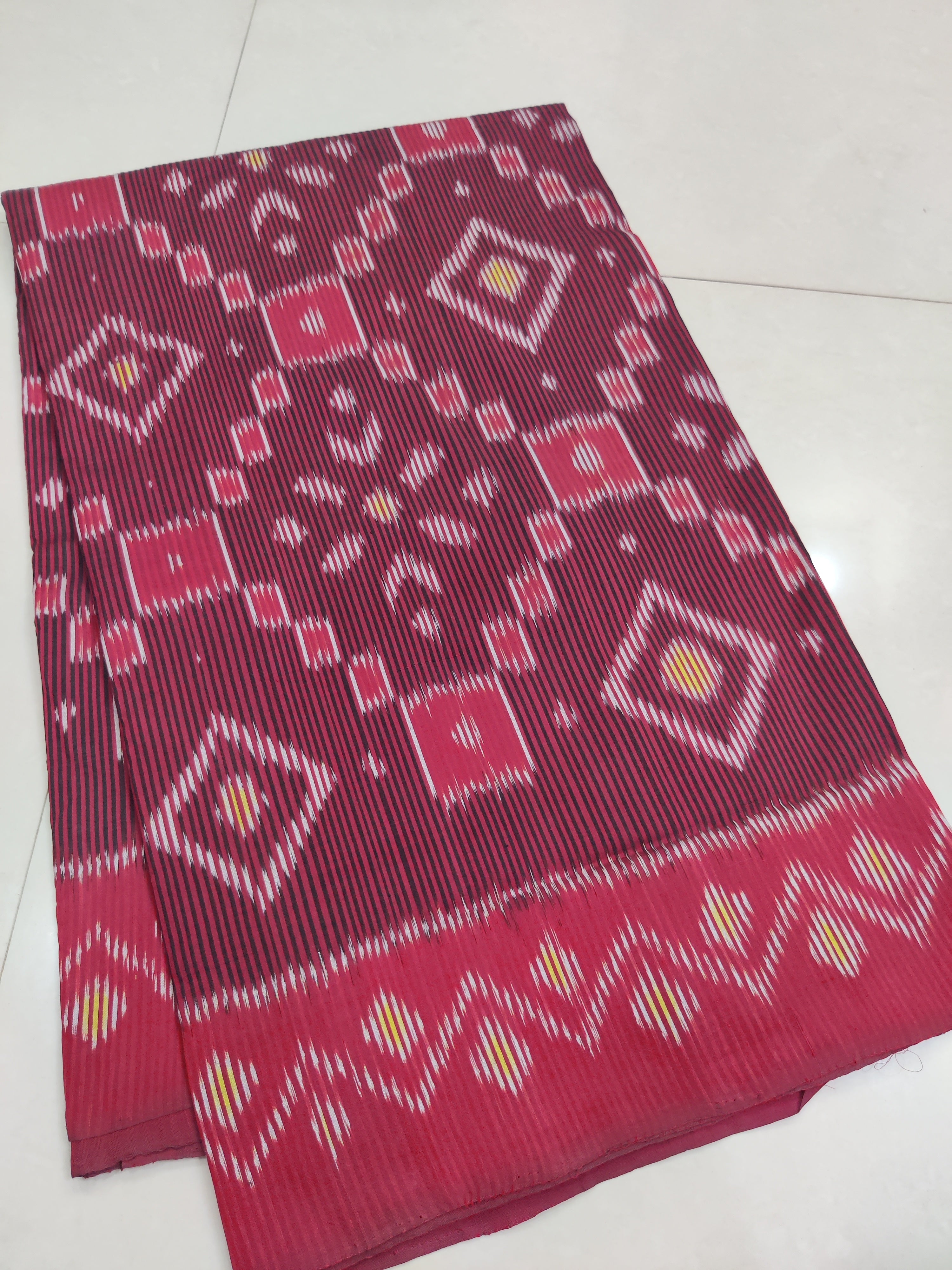 Red - MERCERISED PURE COTTON HANDLOOM POCHAMPALLY IKAT SAREE 26
