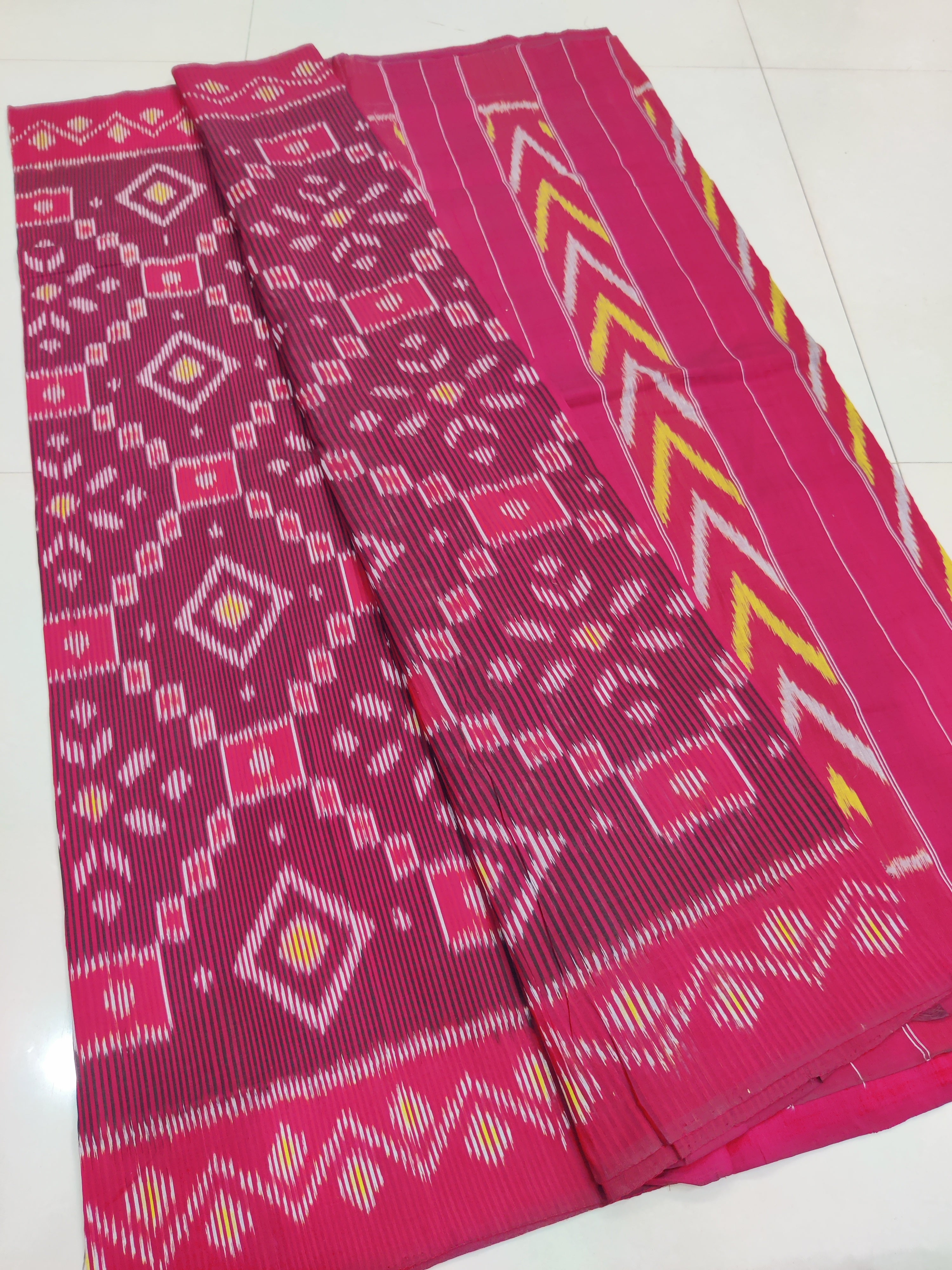 Red - MERCERISED PURE COTTON HANDLOOM POCHAMPALLY IKAT SAREE 26