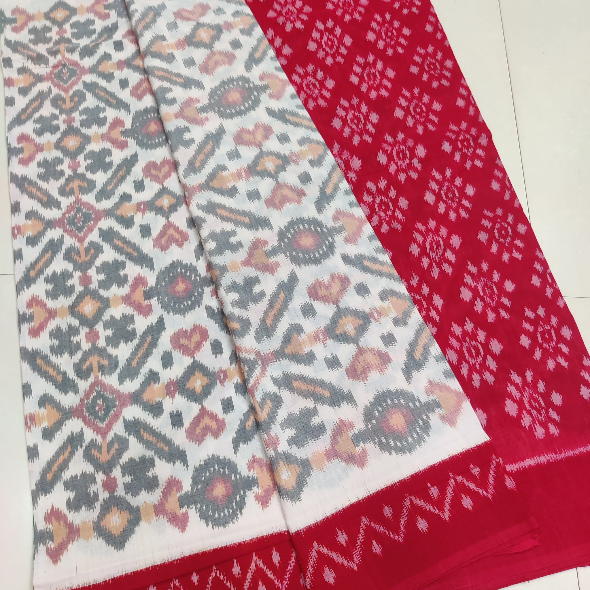 Red - MERCERISED PURE COTTON HANDLOOM POCHAMPALLY IKAT SAREE 28