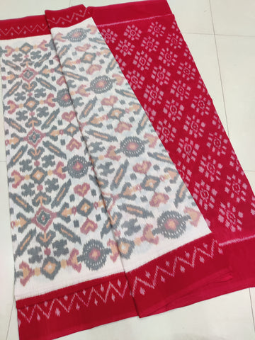 Red - MERCERISED PURE COTTON HANDLOOM POCHAMPALLY IKAT SAREE 28