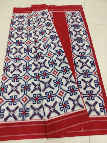 Premium Telia Rumal Double Ikat Saree – Handwoven Pochampally Cotton 01