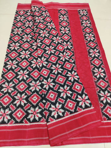 Premium Telia Rumal Double Ikat Saree – Handwoven Pochampally Cotton 18