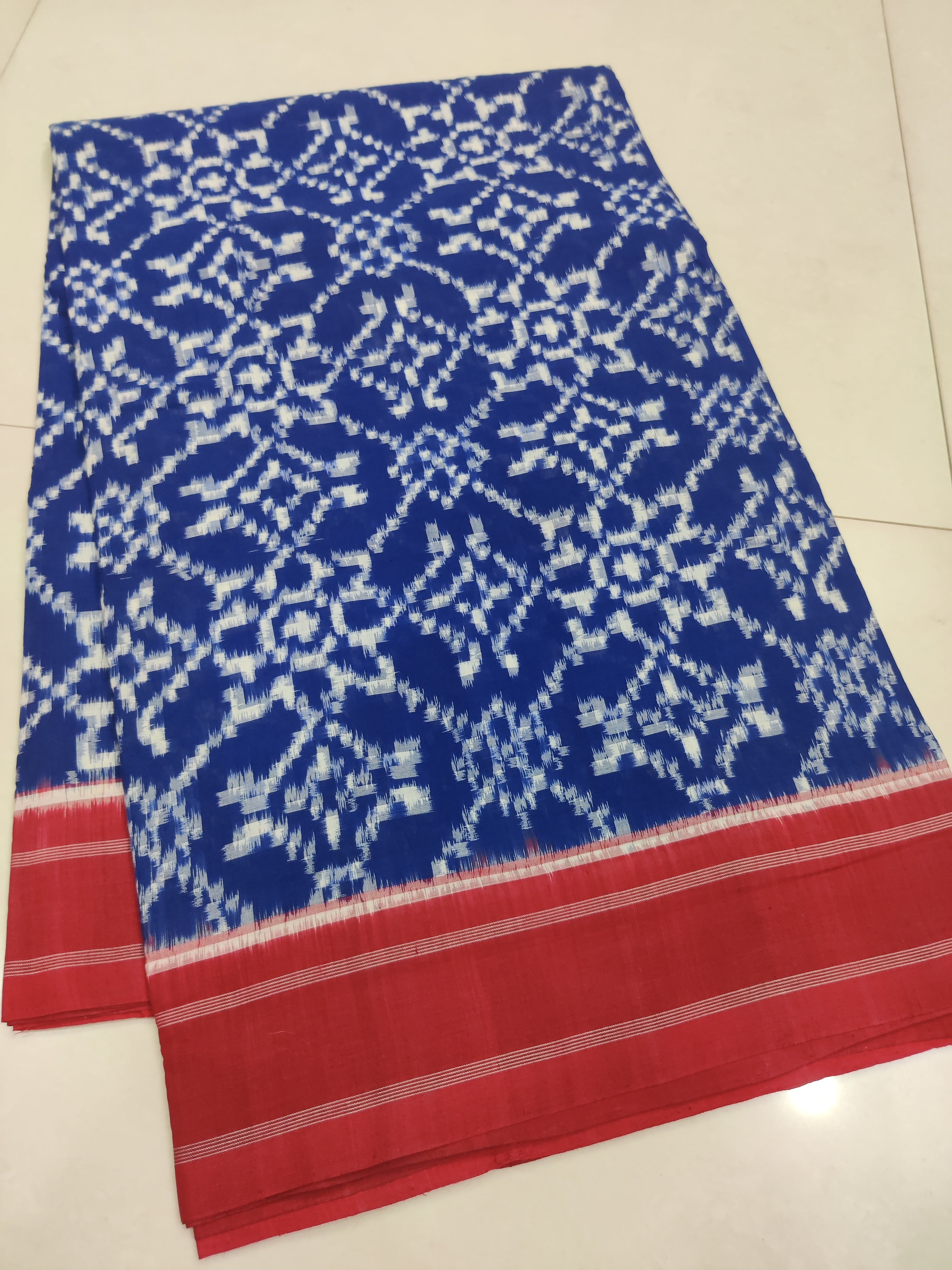 Premium Telia Rumal Double Ikat Saree – Handwoven Pochampally Cotton 07