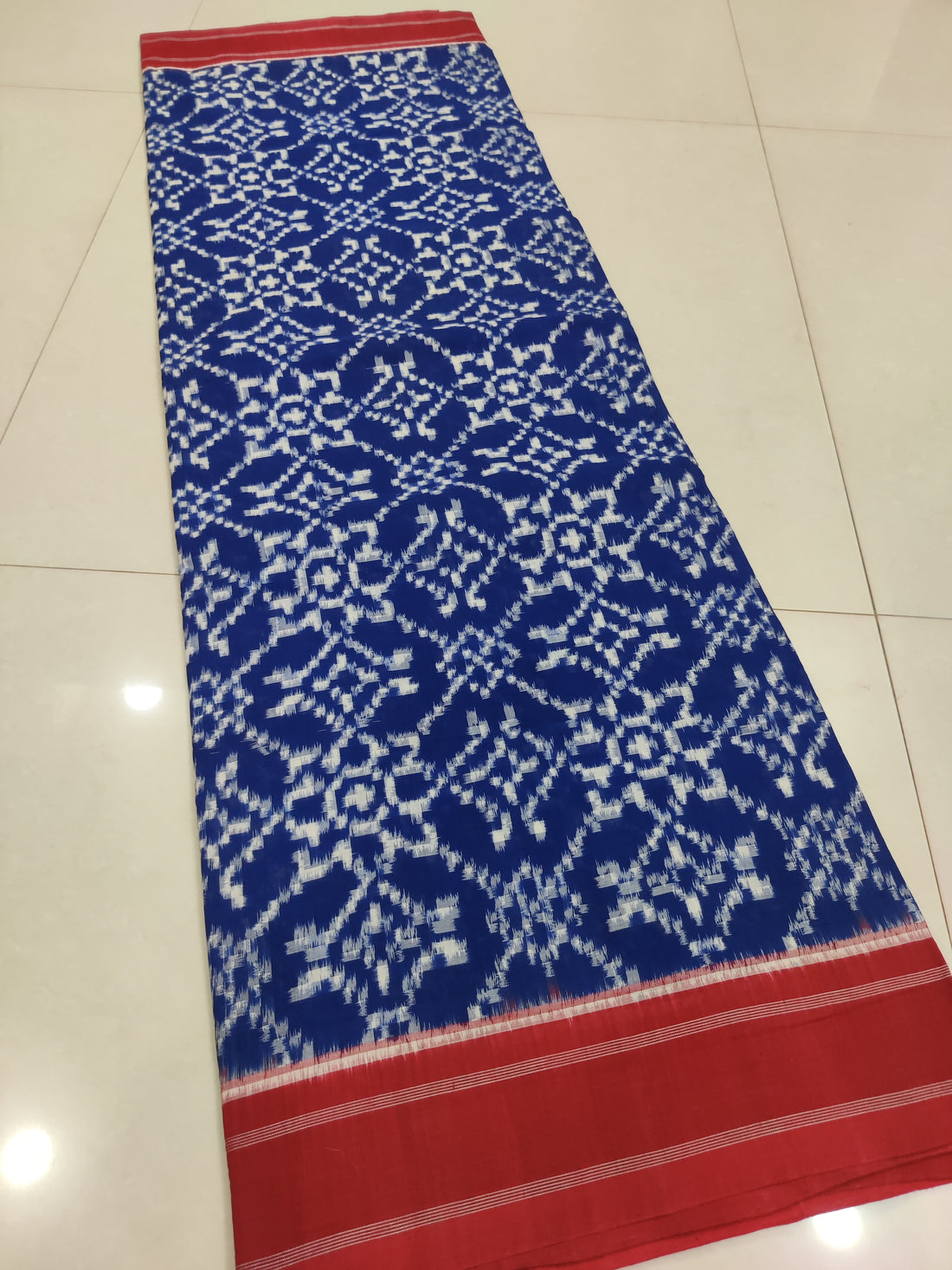 Premium Telia Rumal Double Ikat Saree – Handwoven Pochampally Cotton 07