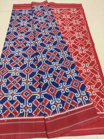 Premium Telia Rumal Double Ikat Saree – Handwoven Pochampally Cotton 15