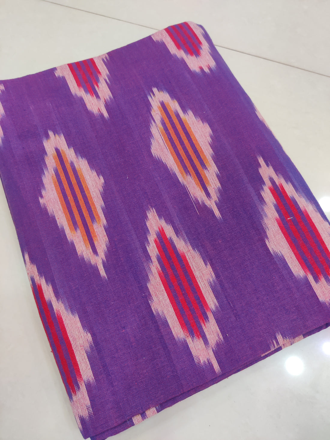 Purple - Premium Handloom Cotton Ikat Double Bedsheet (King Size 108 x 90 in) 03
