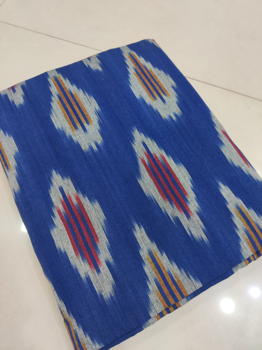 Blue - Premium Handloom Cotton Ikat Double Bedsheet (King Size 108 x 90 in) 04