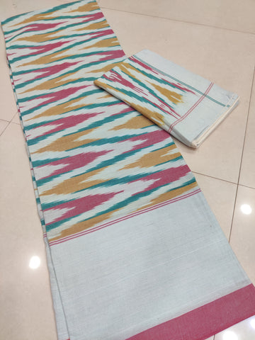 Multicolor - Premium Handloom Cotton Ikat Double Bedsheet (King Size 108 x 90 in) 05