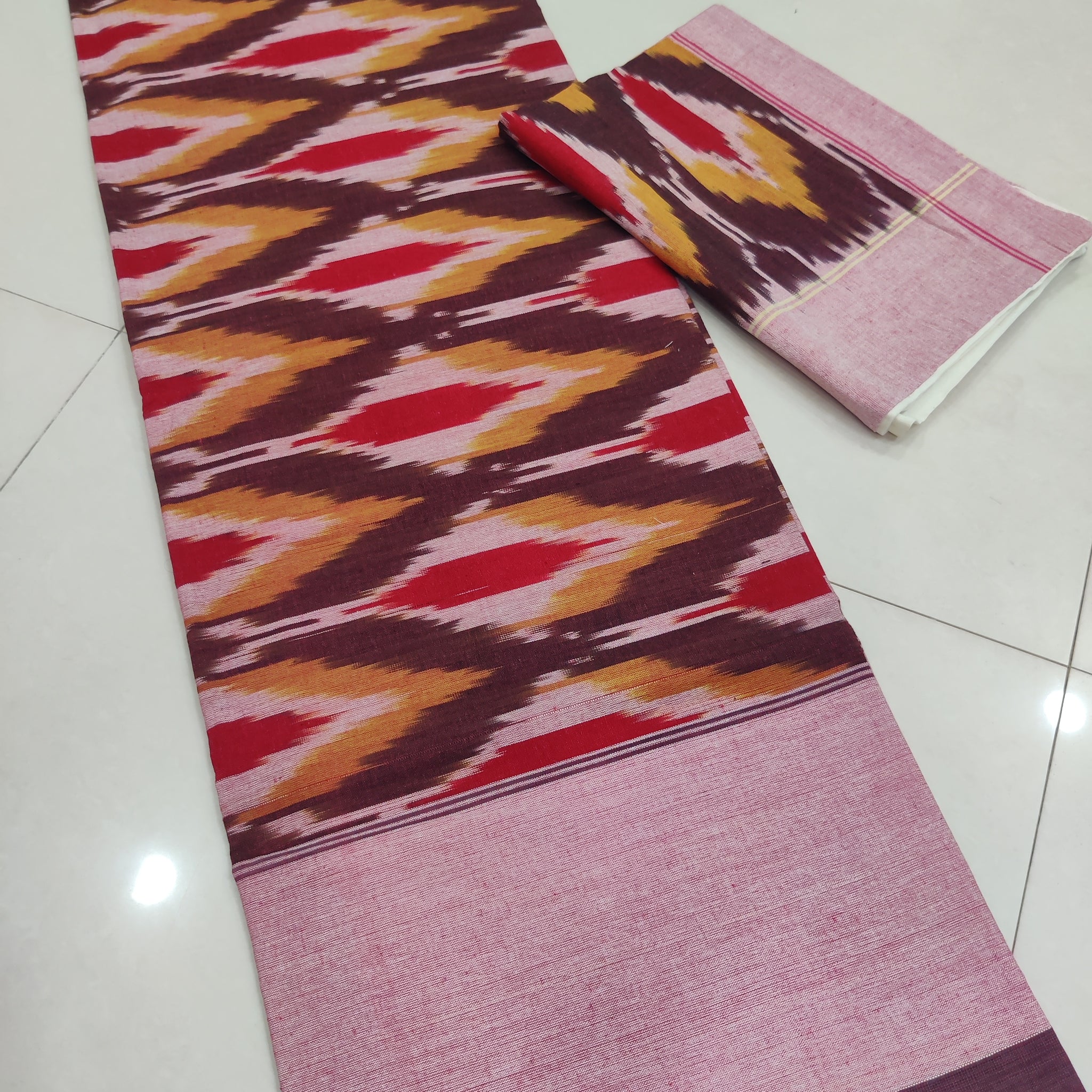 Multicolor - Premium Handloom Cotton Ikat Double Bedsheet (King Size 108 x 90 in) 06