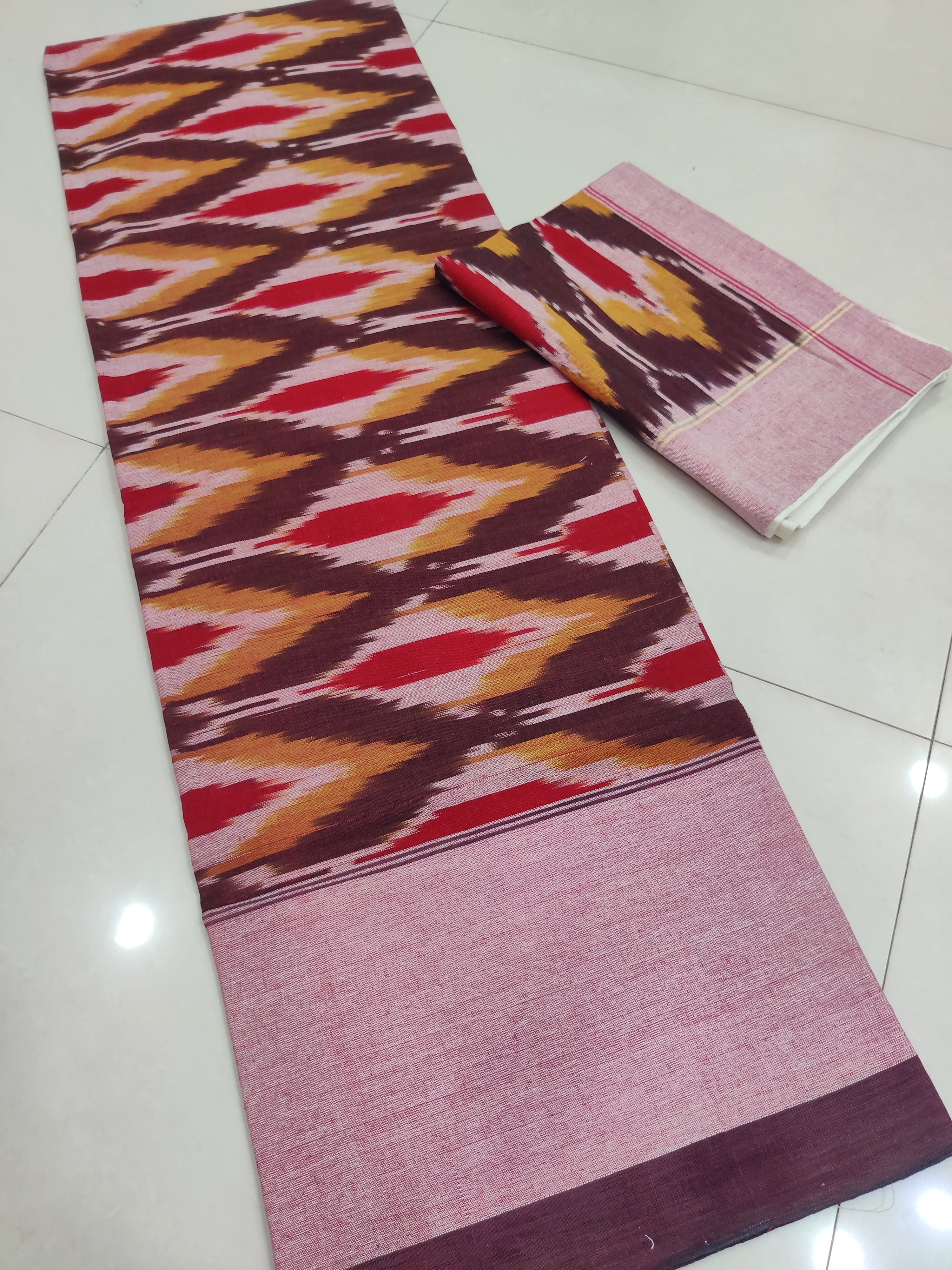 Multicolor - Premium Handloom Cotton Ikat Double Bedsheet (King Size 108 x 90 in) 06