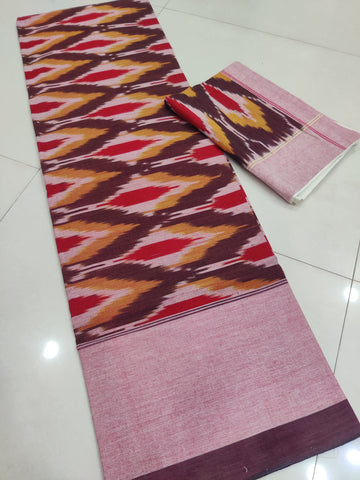 Multicolor - Premium Handloom Cotton Ikat Double Bedsheet (King Size 108 x 90 in) 06