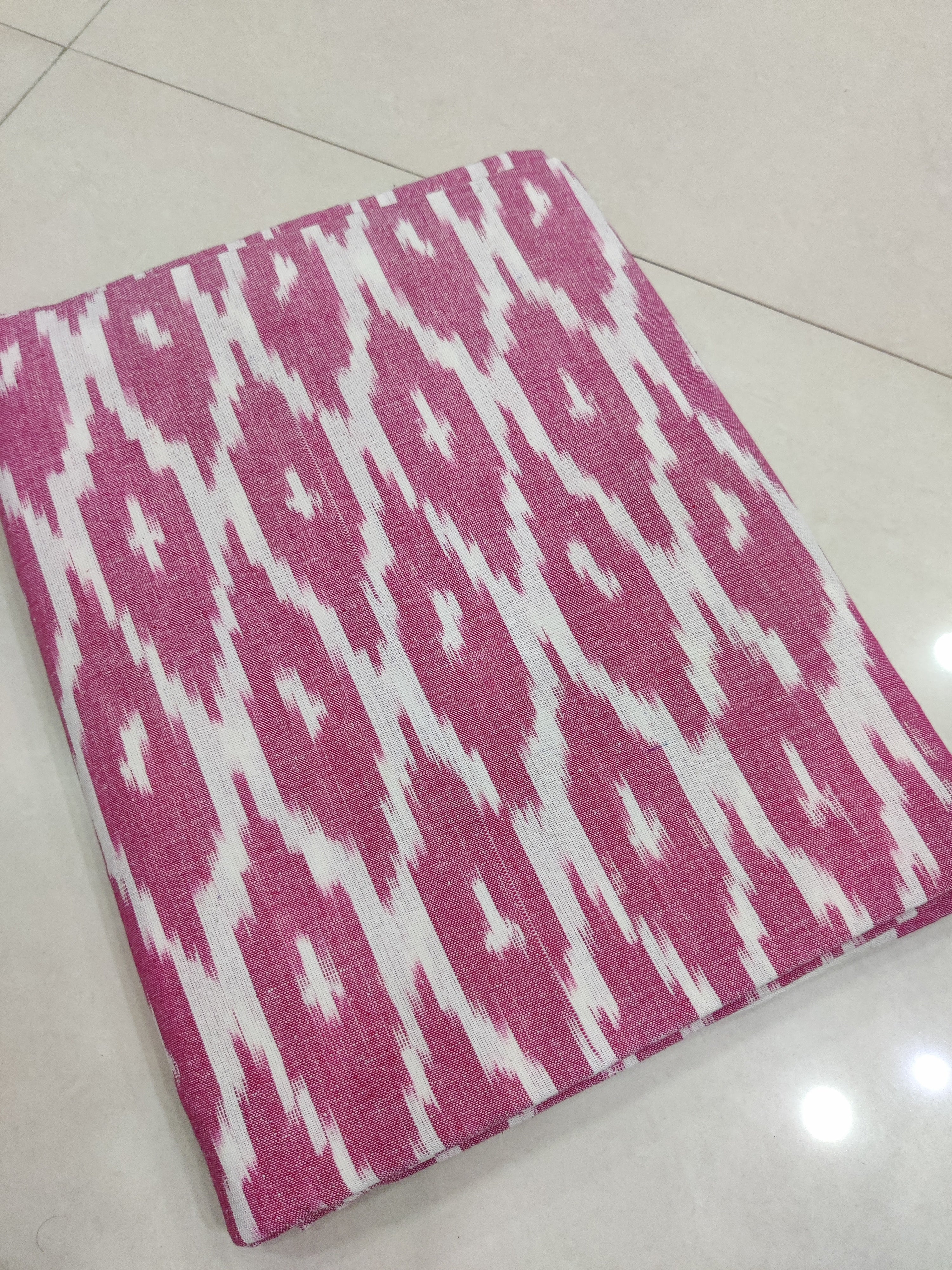 Pink - Premium Handloom Cotton Ikat Double Bedsheet (King Size 108 x 90 in) 07