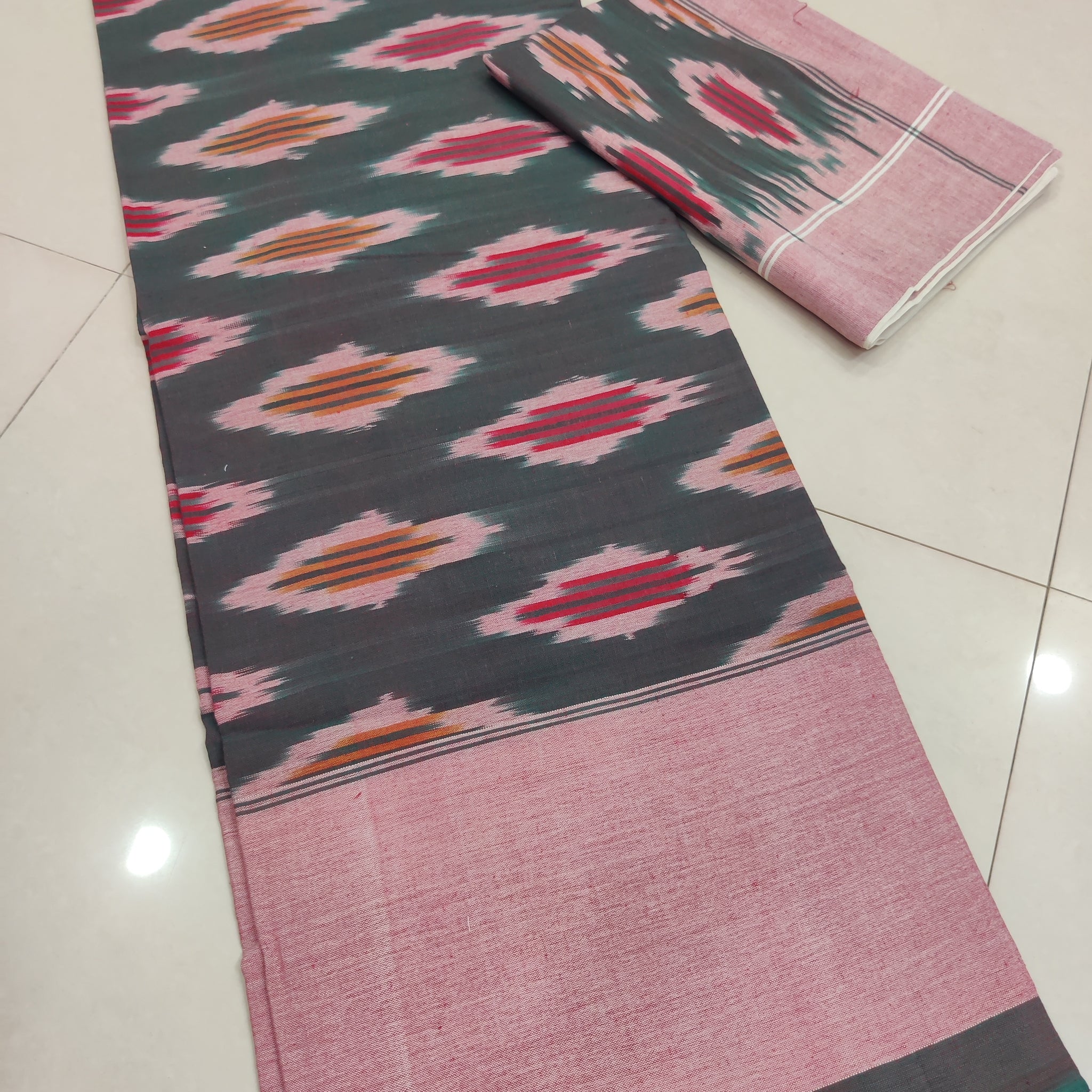 Multicolor - Premium Handloom Cotton Ikat Double Bedsheet (King Size 108 x 90 in) 09