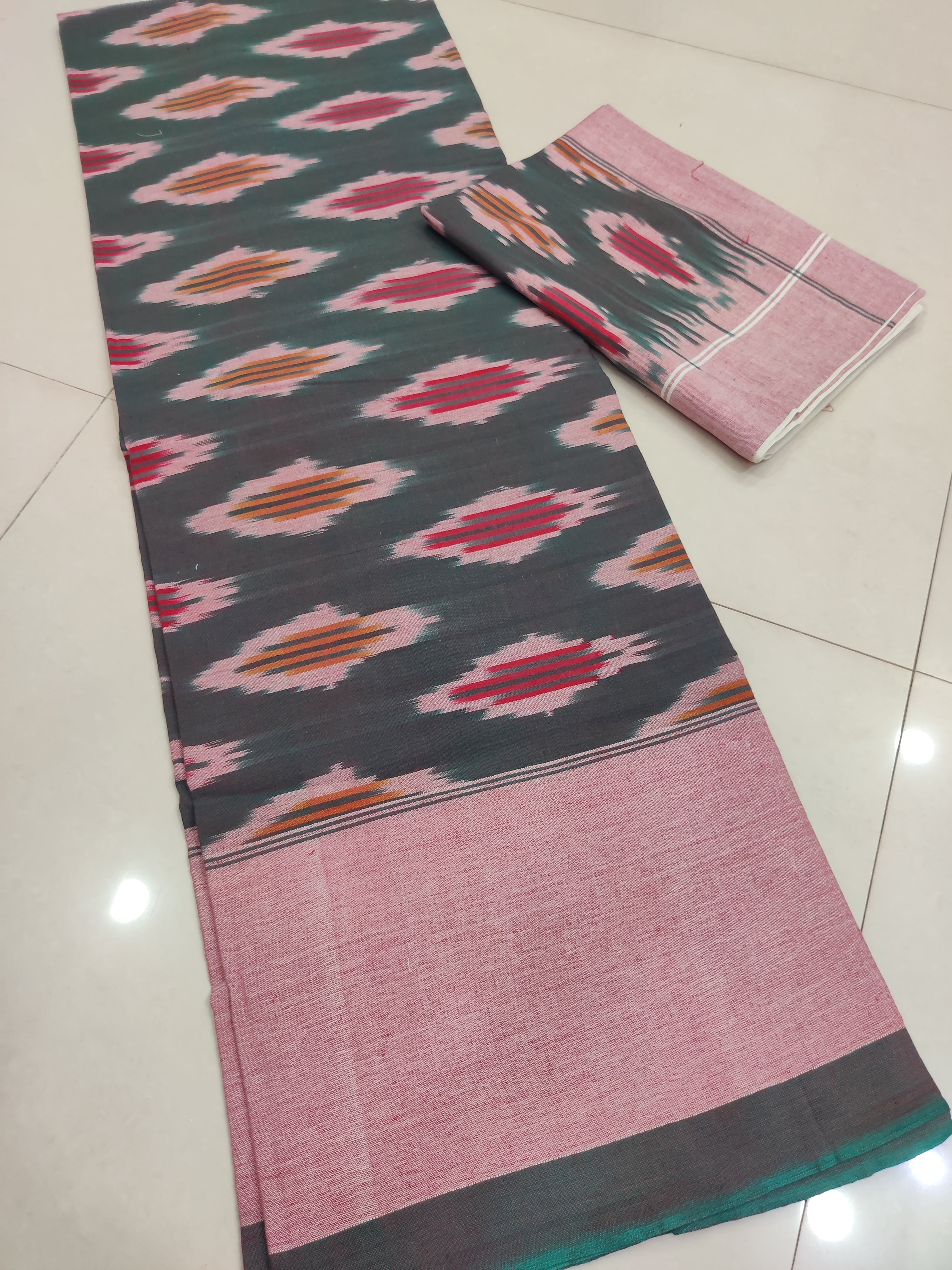 Multicolor - Premium Handloom Cotton Ikat Double Bedsheet (King Size 108 x 90 in) 09