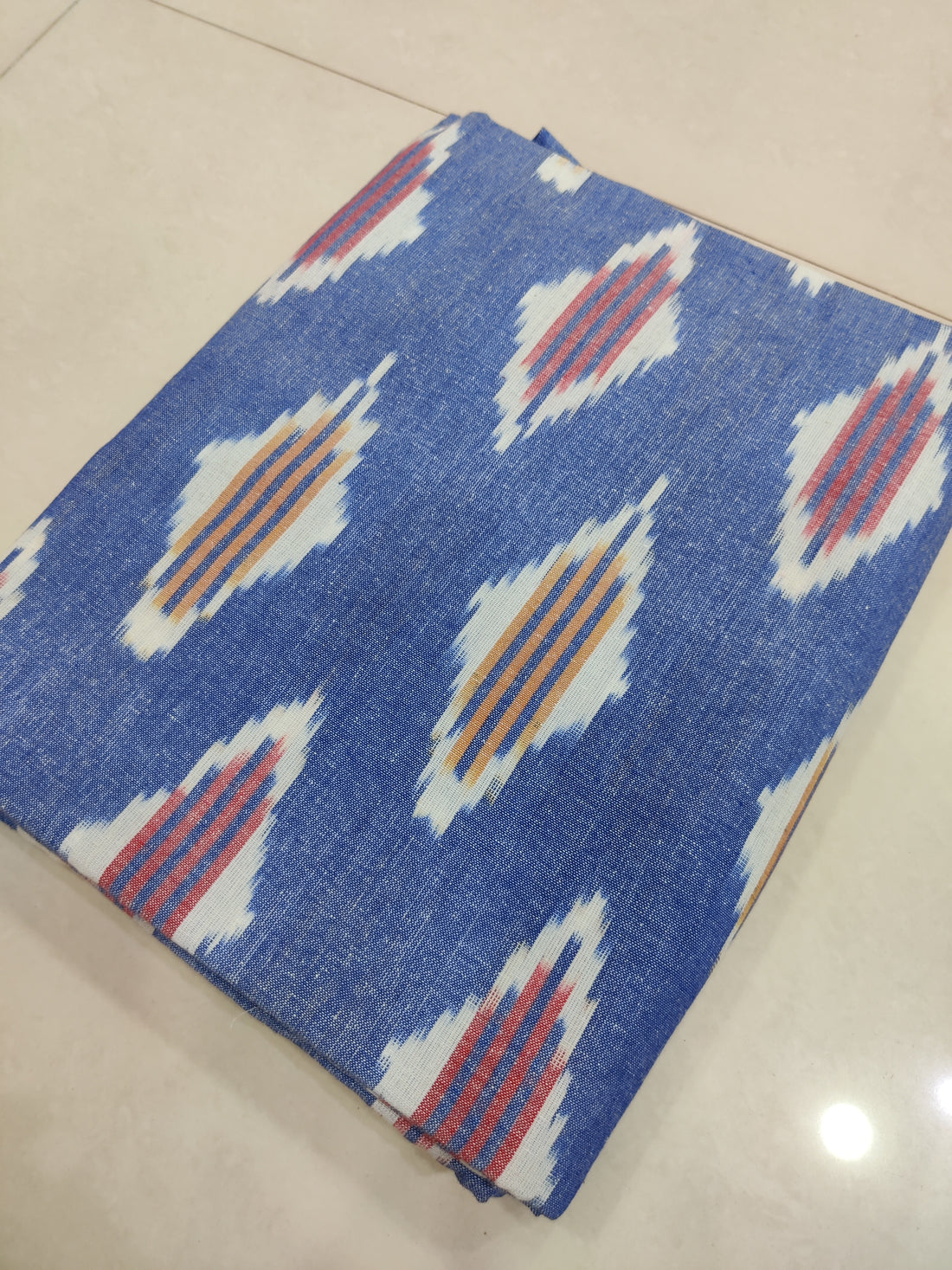 Blue - Premium Handloom Cotton Ikat Double Bedsheet (King Size 108 x 90 in) 11